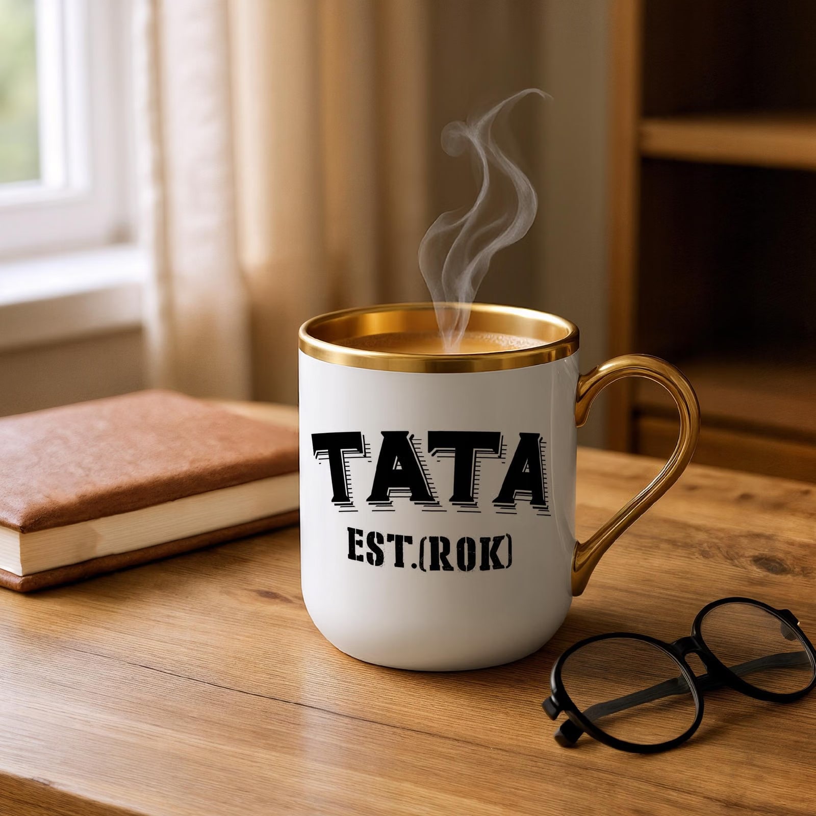 Kubek Premium Złoty Personalizowany Dzień Ojca Tata Rok Prezent