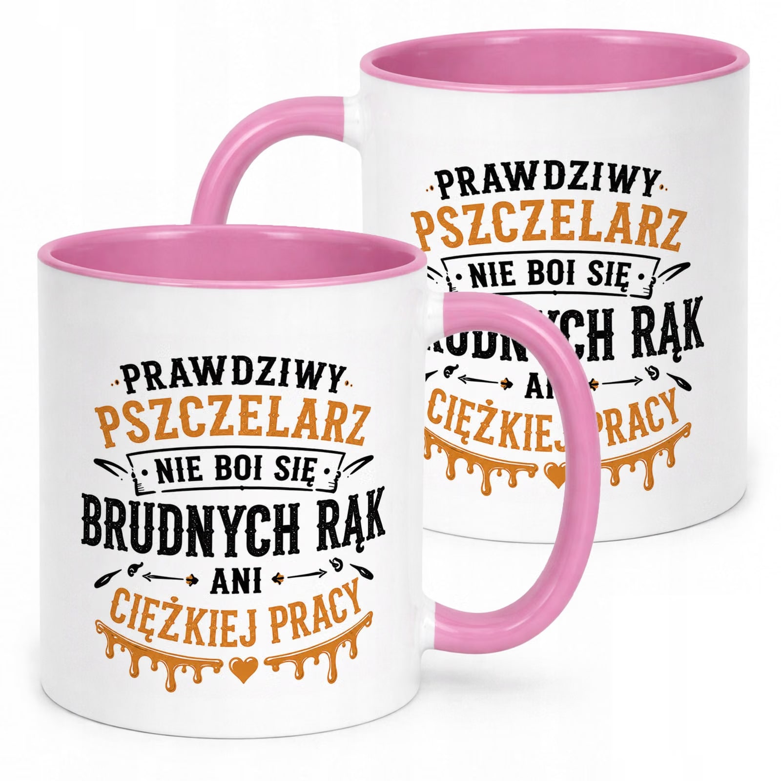 Różowy Kubek z nadrukiem Dla Pszczelarza Szef Pasieki Upominek Prezent