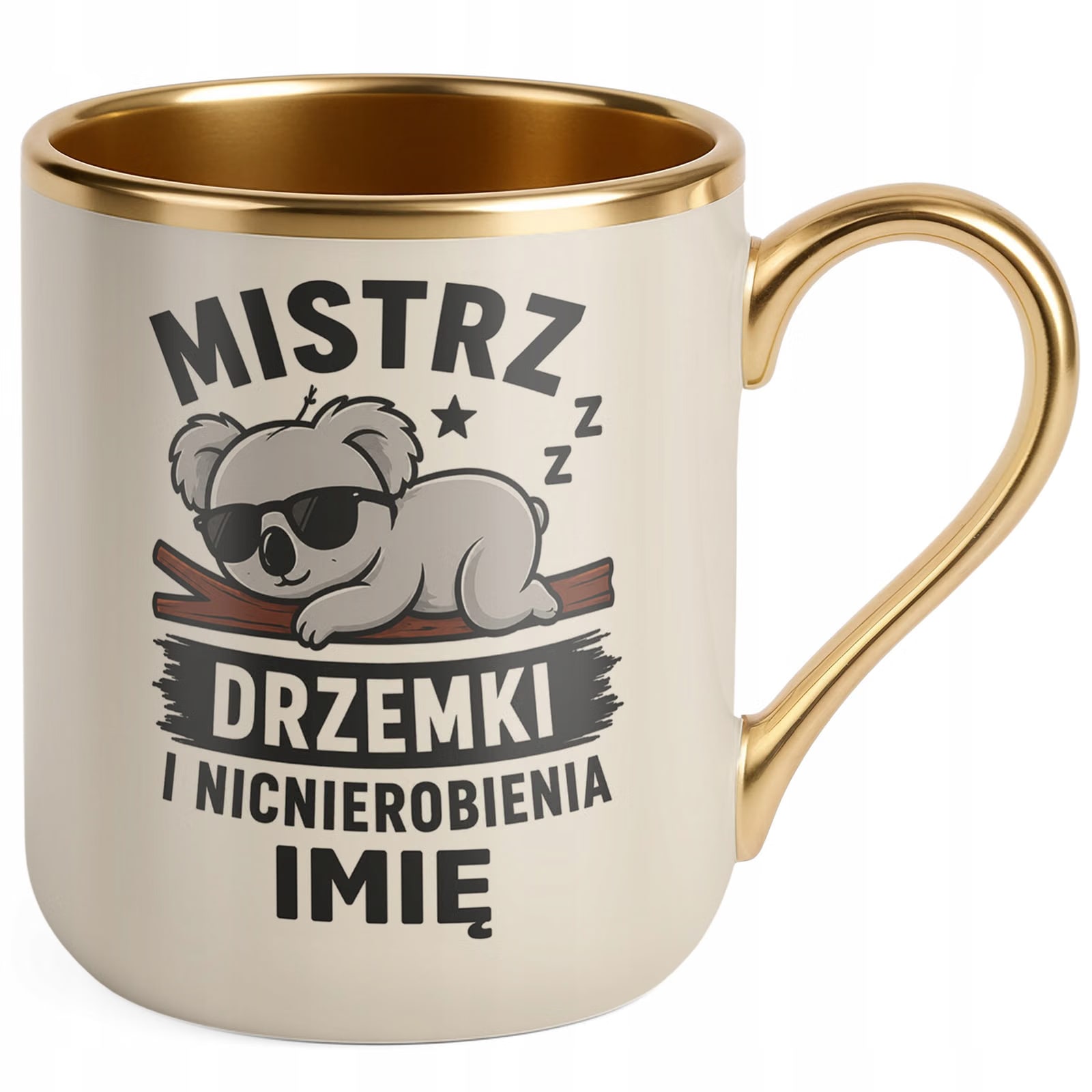 Kubek personalizowany z nadrukiem Premium Złoty Ecru Dzień Chłopaka