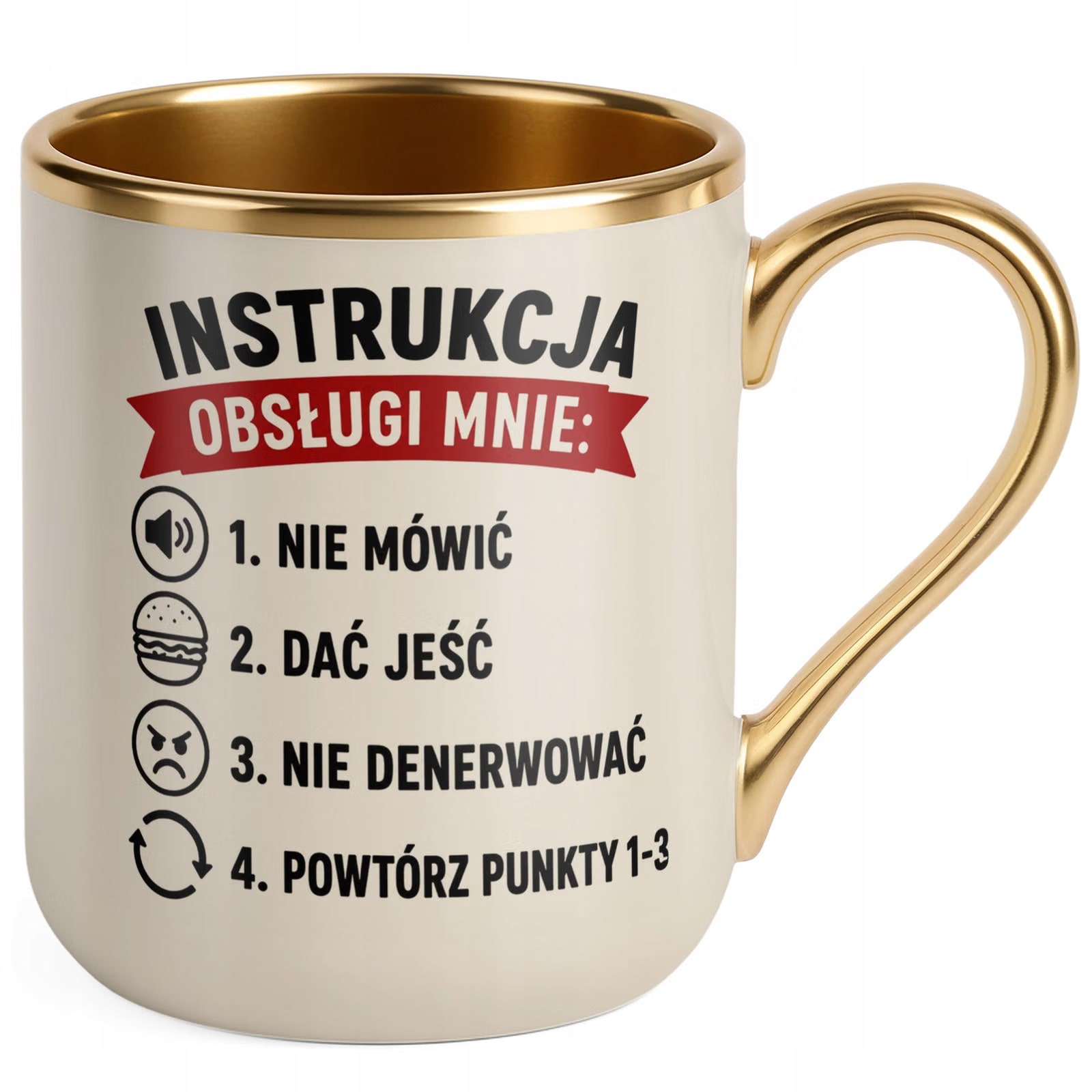 Kubek z nadrukiem Premium Złoty Ecru Dzień Chłopaka Mężczyzny Prezent