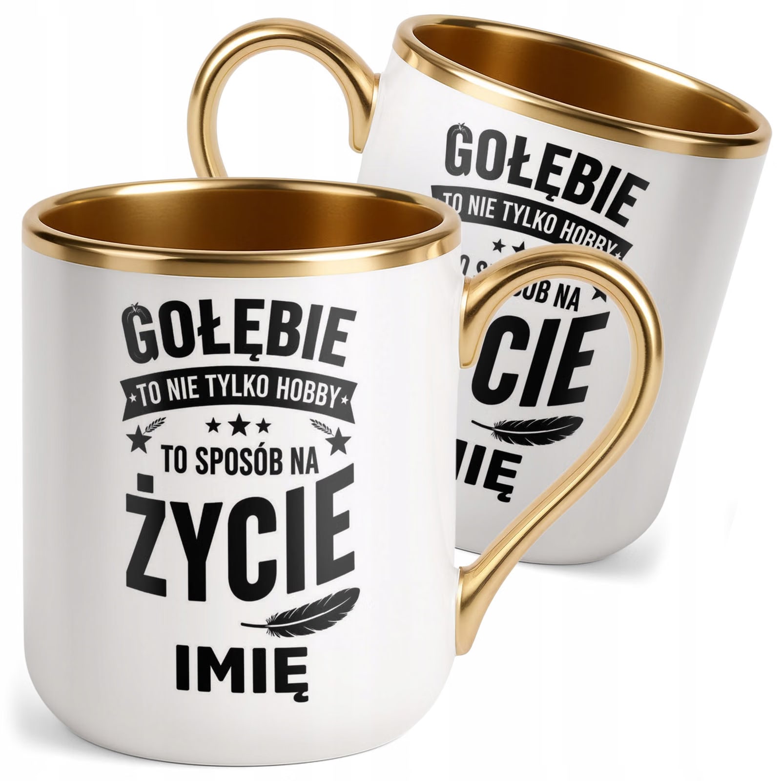 Kubek Personalizowany z nadrukiem Premium Złoty Dla Gołębiarza Prezent
