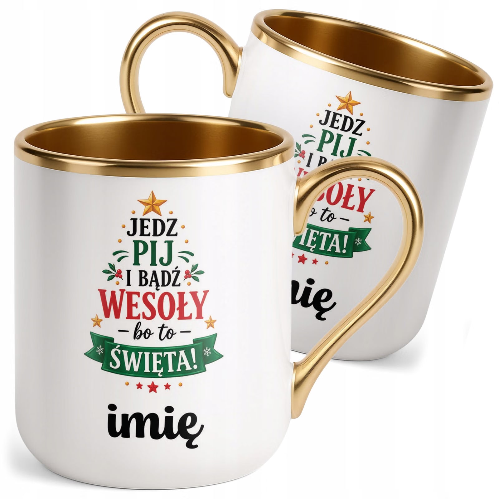 Kubek Personalizowany Premium Złoty Boże Narodzenie Święta Prezent