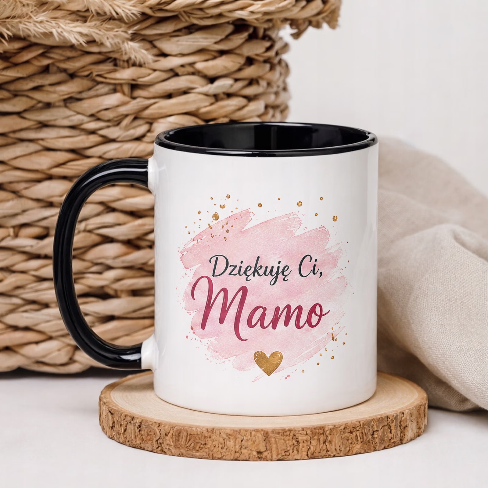Prezent na Dzień Matki kubek czarny dla mamy uroczy upominek dla mamy
