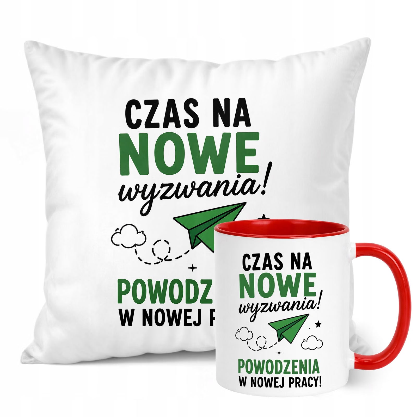 Zestaw Kubek Czerwony Poduszka Z Nadrukiem Odejście z Pracy Prezent