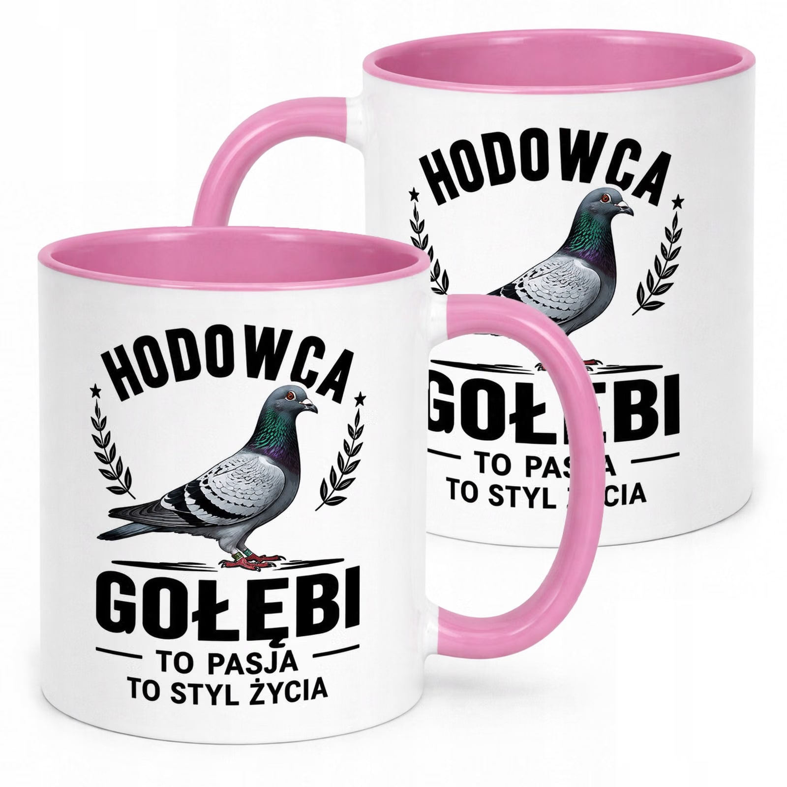Różowy Kubek z nadrukiem Dla Gołębiarza Hodowcy Gołębi Upominek Prezent