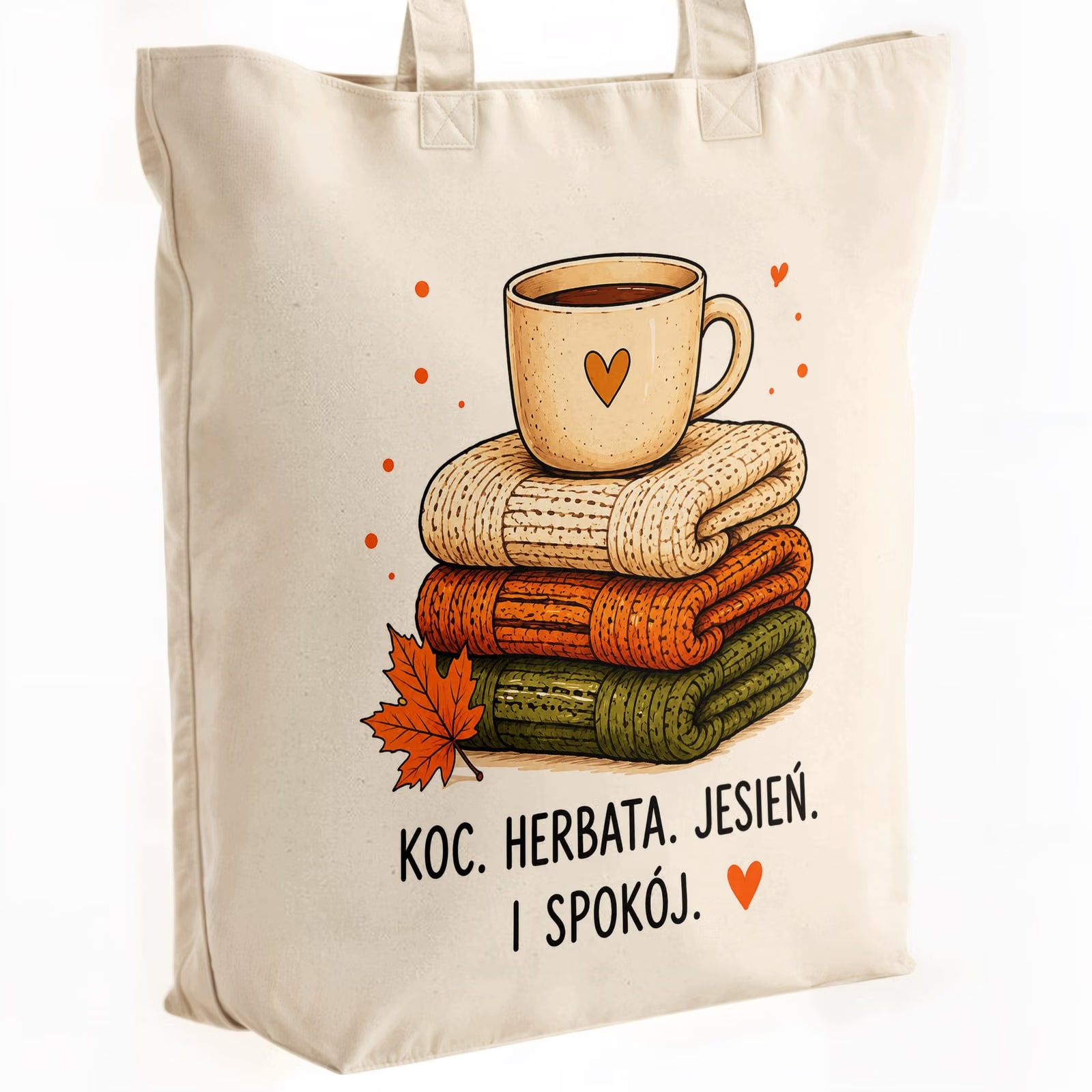 Torba shopper bawełniana premium jesień jesienna na zakupy z nadrukiem