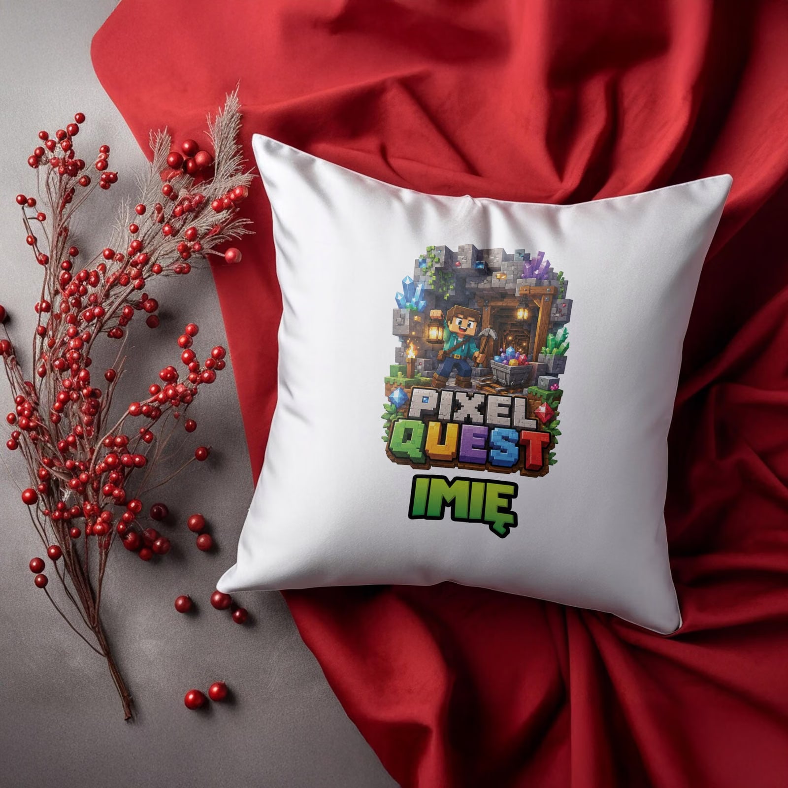 Poduszka Jasiek Personalizowana z nadrukiem 38x38cm PIXEL Gra Prezent