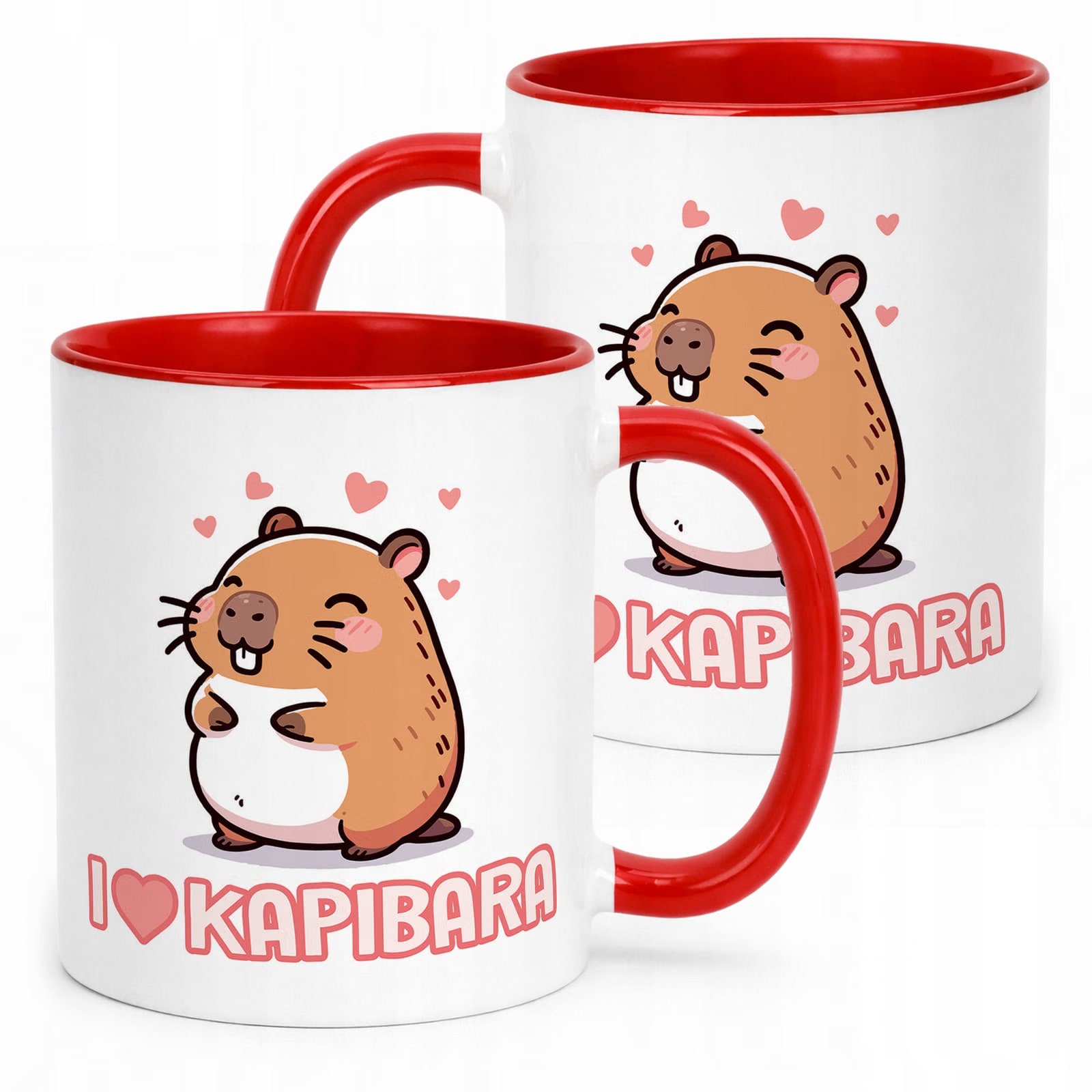 Kubek Czerwony Kapibara Capybara Zwierzak Słodki Dla Dzieci Prezent