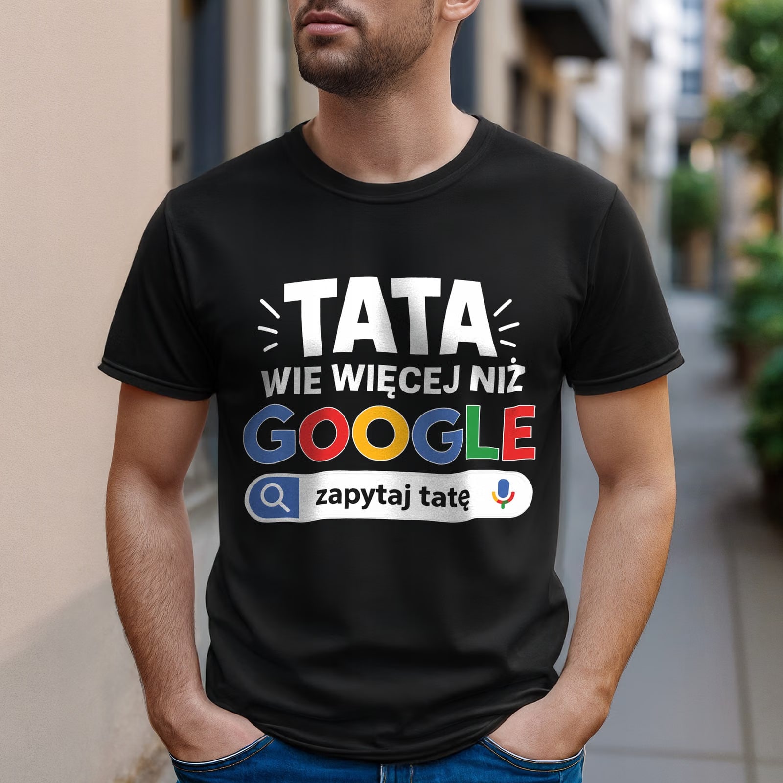Koszulka czarna męska prezent na Dzień Ojca dla taty upominek r. S