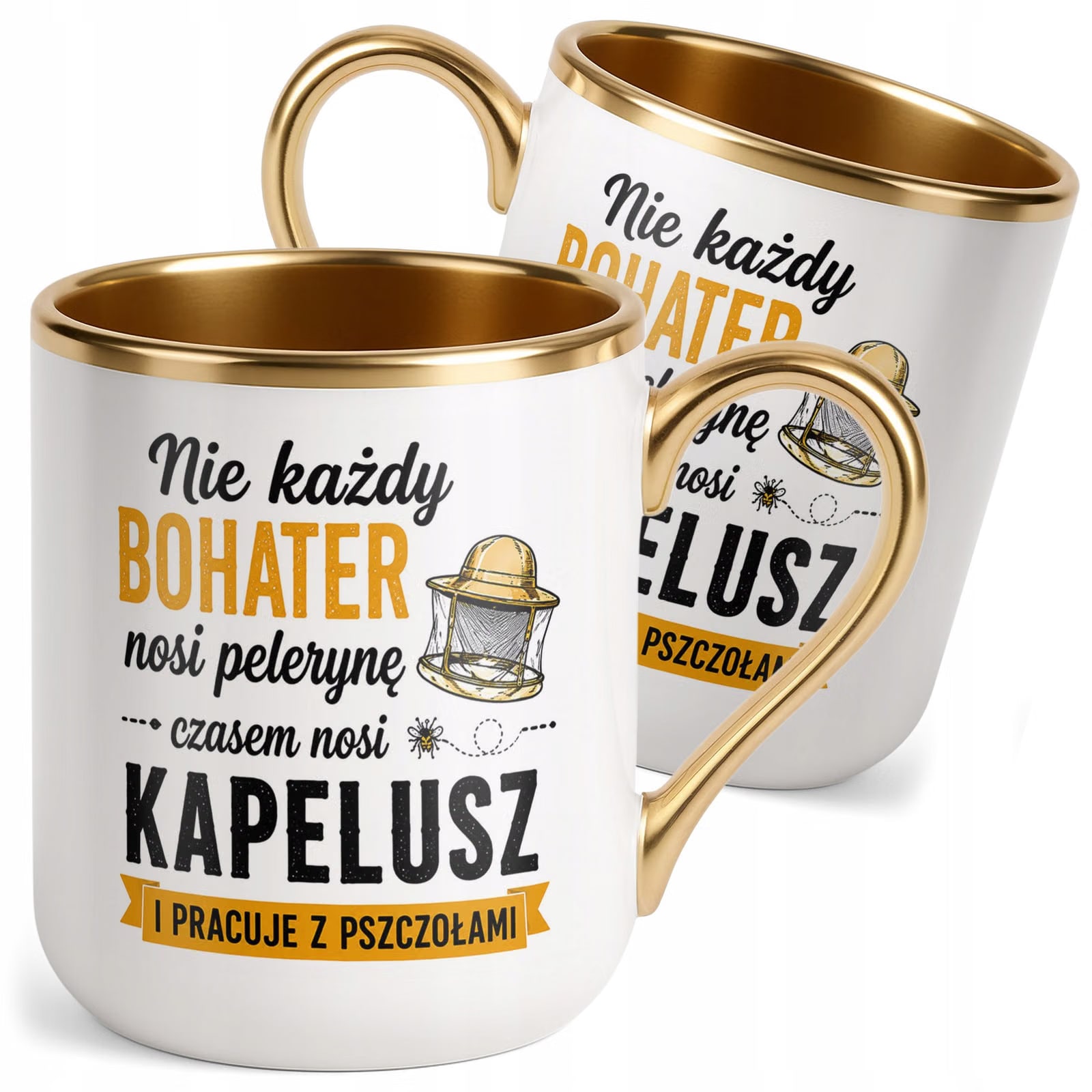 Kubek z nadrukiem Premium Złoty Dla Pszczelarza Szef Pasieki Prezent