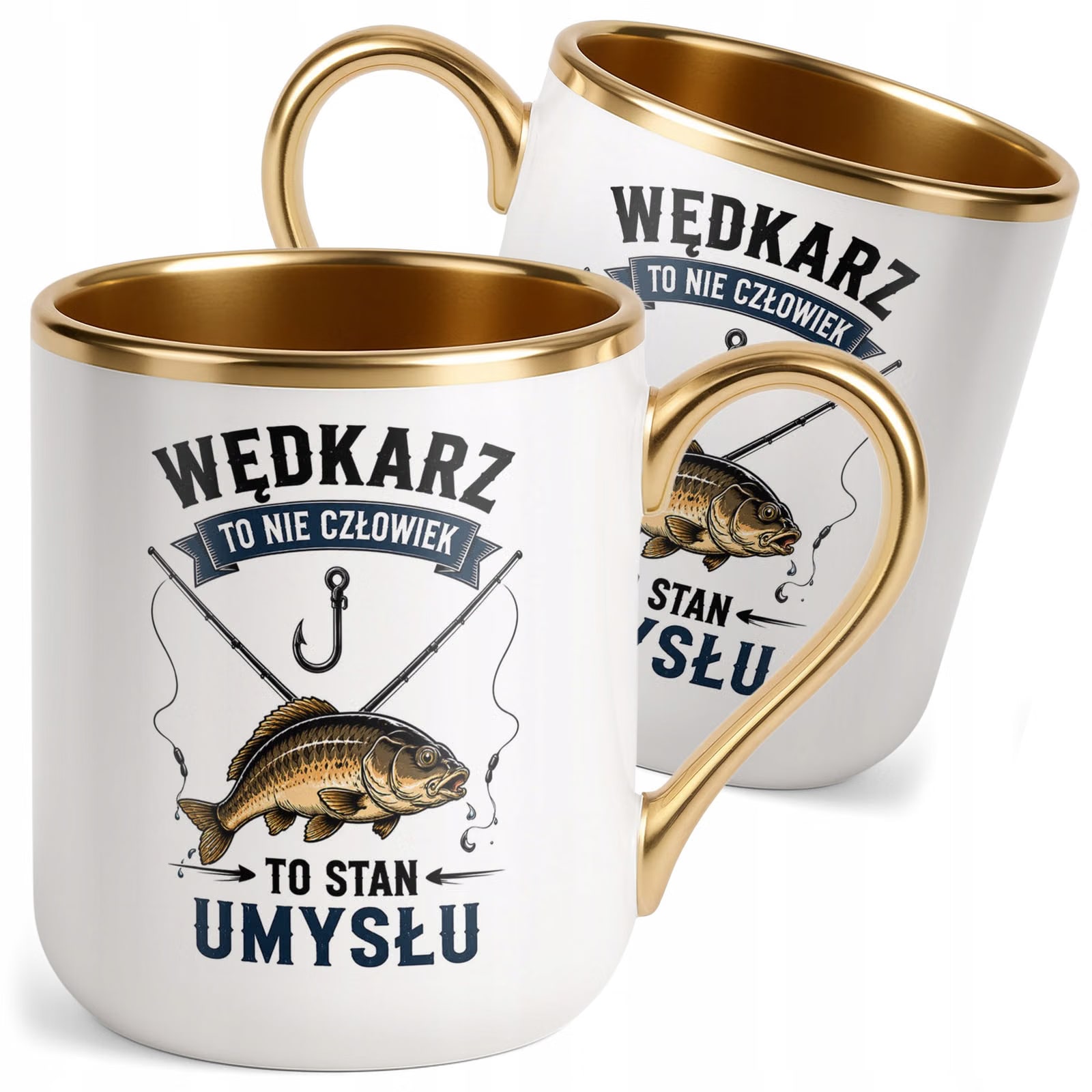 Kubek z nadrukiem Premium Złoty Dla Wędkarza Rybaka Prezent