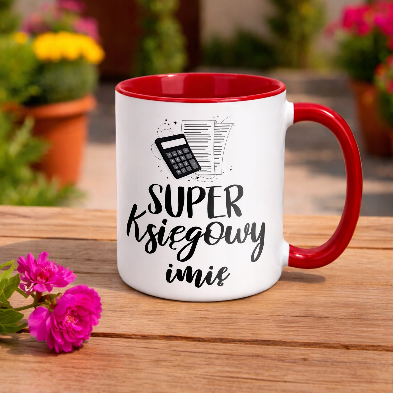 Kubek Czerwony Personalizowany Super Księgowy Prezent Upominek