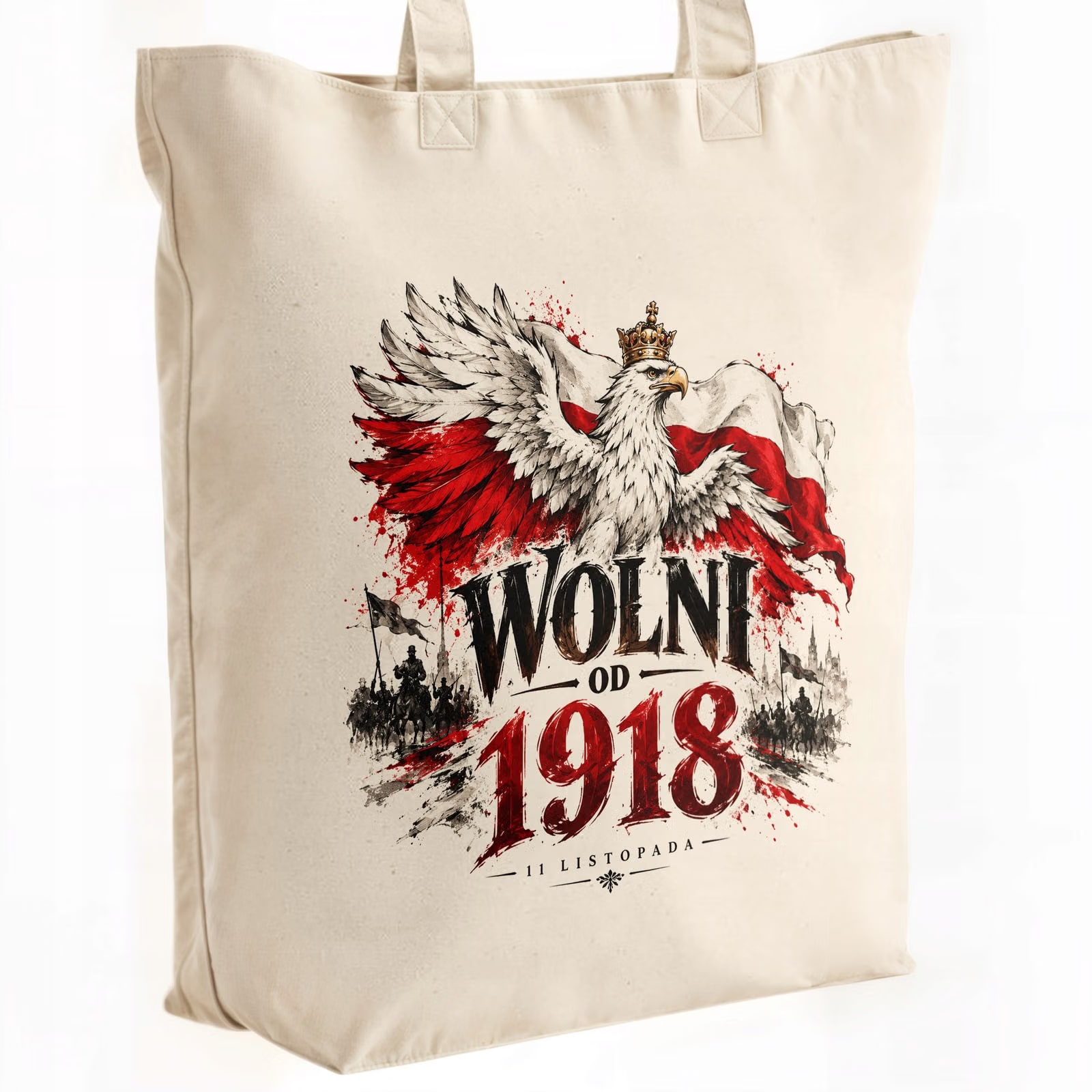 Torba shopper ecru premium patriotyczna święto niepodległości z nadrukiem