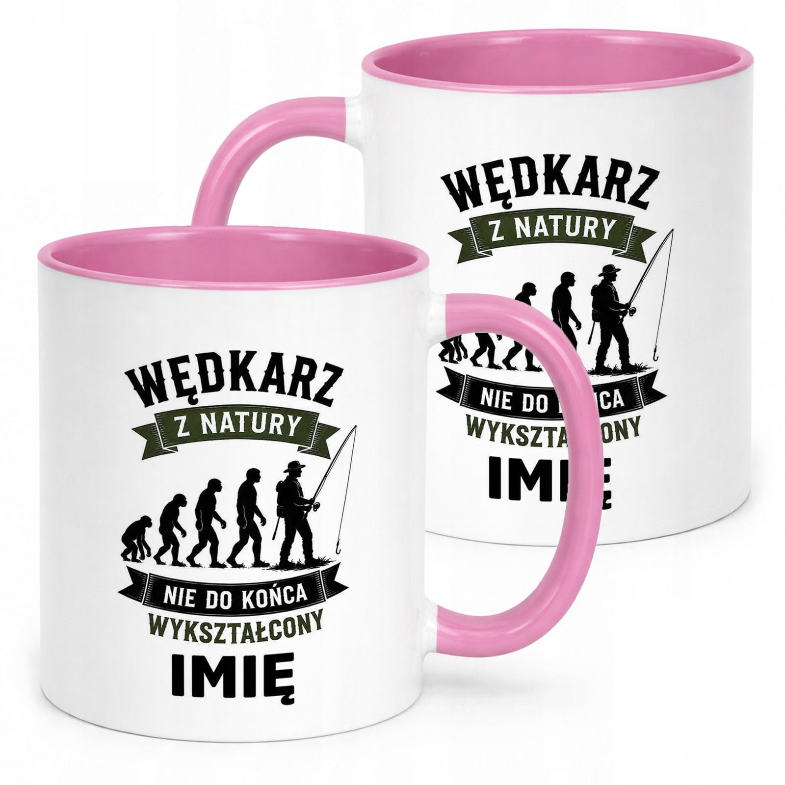 Różowy Kubek Personalizowany z nadrukiem Dla Wędkarza Upominek Prezent