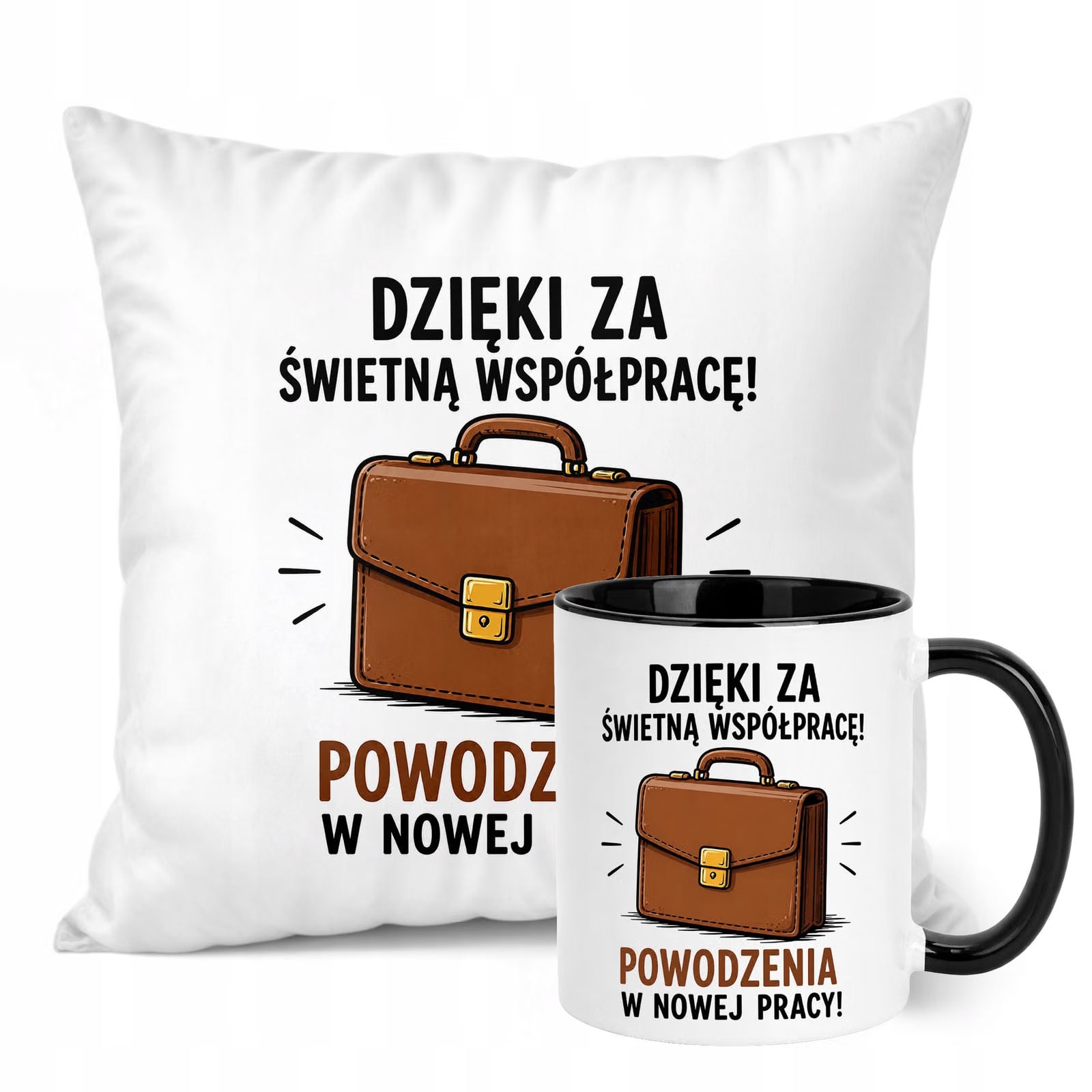 Zestaw Kubek Czarny Poduszka Z Nadrukiem Odejście z Pracy Prezent