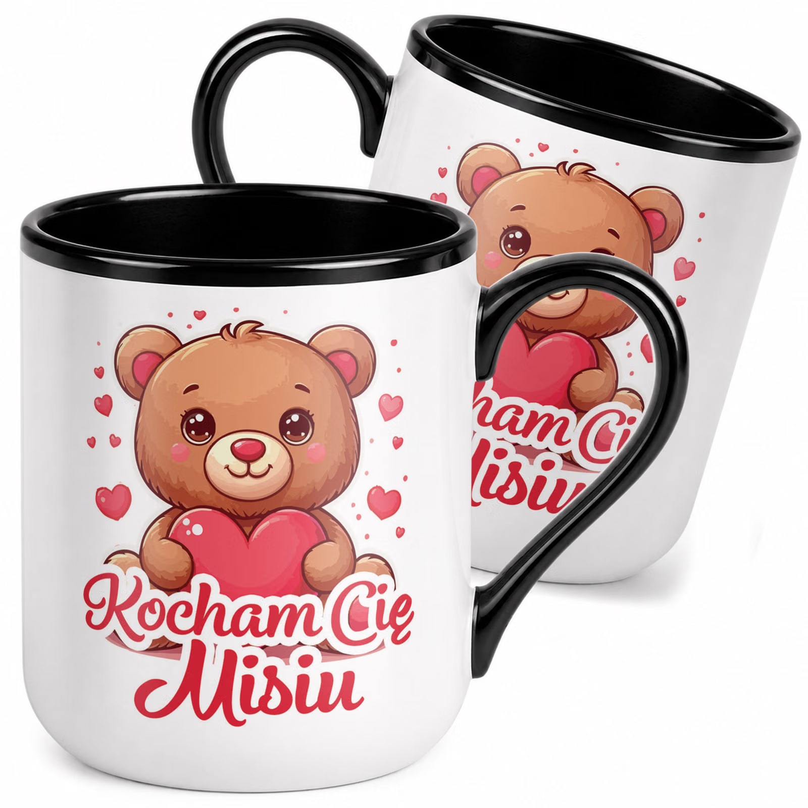 Kubek z nadrukiem Premium Czarny Walentynki Kocham Cię Upominek Prezent