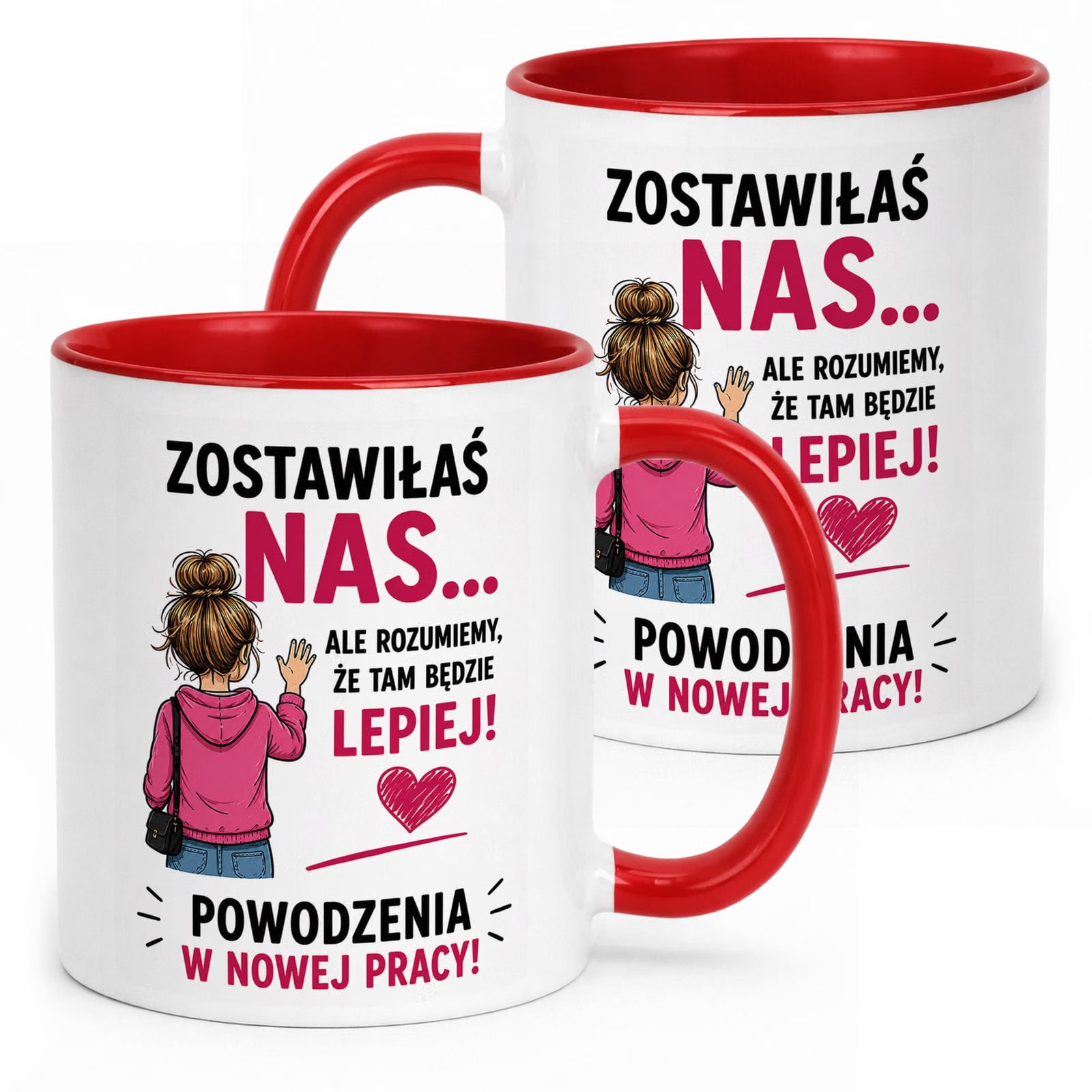 Kubek Czerwony z nadrukiem Pożegnanie Odejście z Pracy Dla Koleżanki