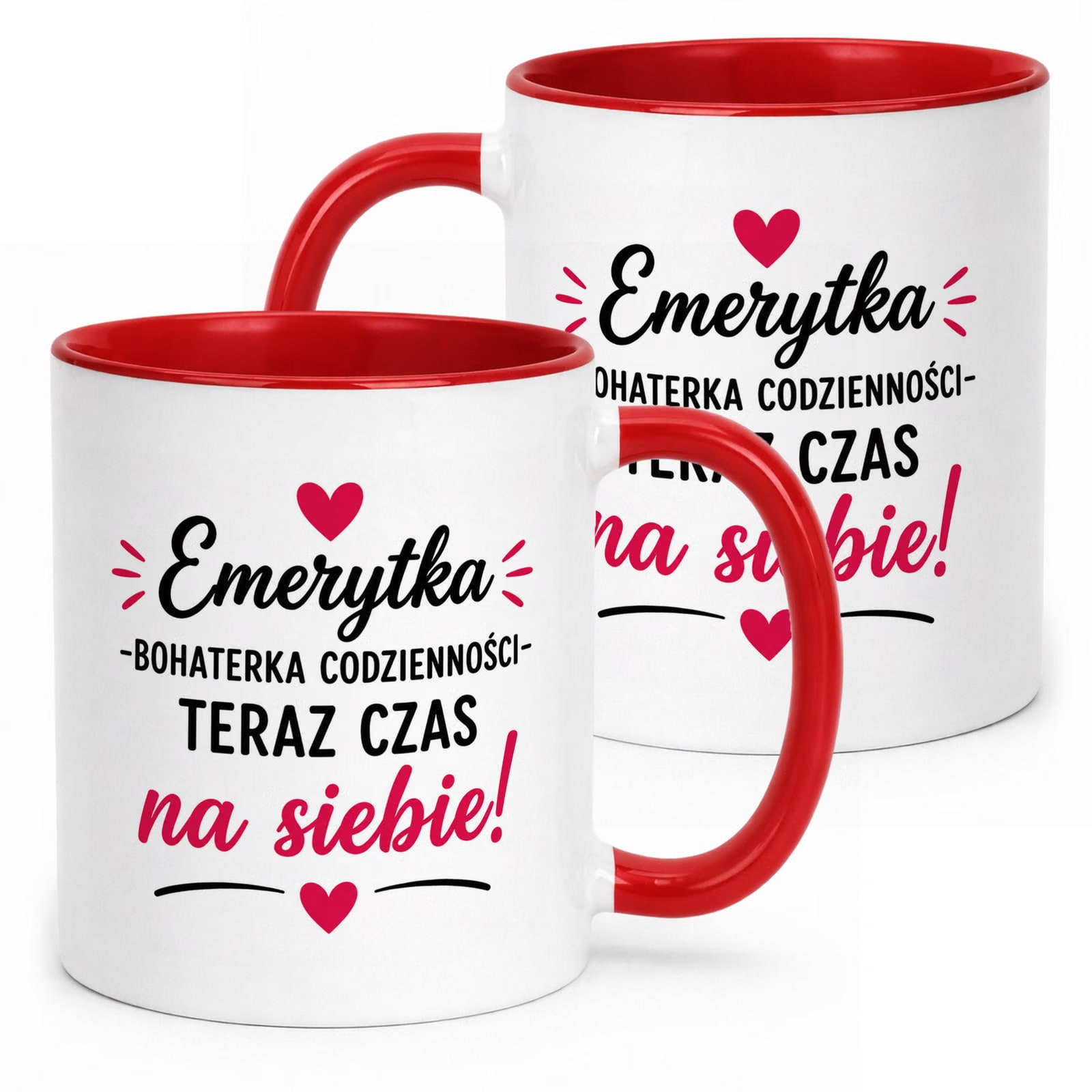 Kubek Czerwony z nadrukiem Emerytura Dla Emerytki Upominek Prezent