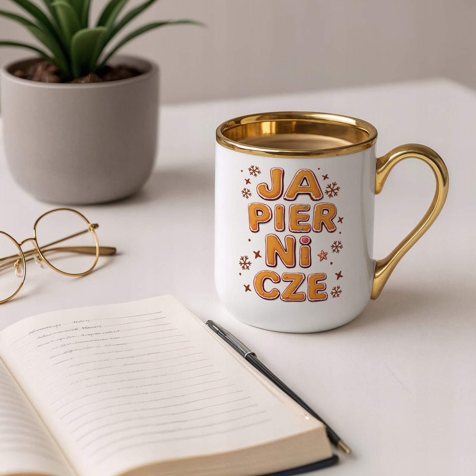 Kubek Premium Złoty Boże Narodzenie Mikołajki Święta Japiernicze Prezent