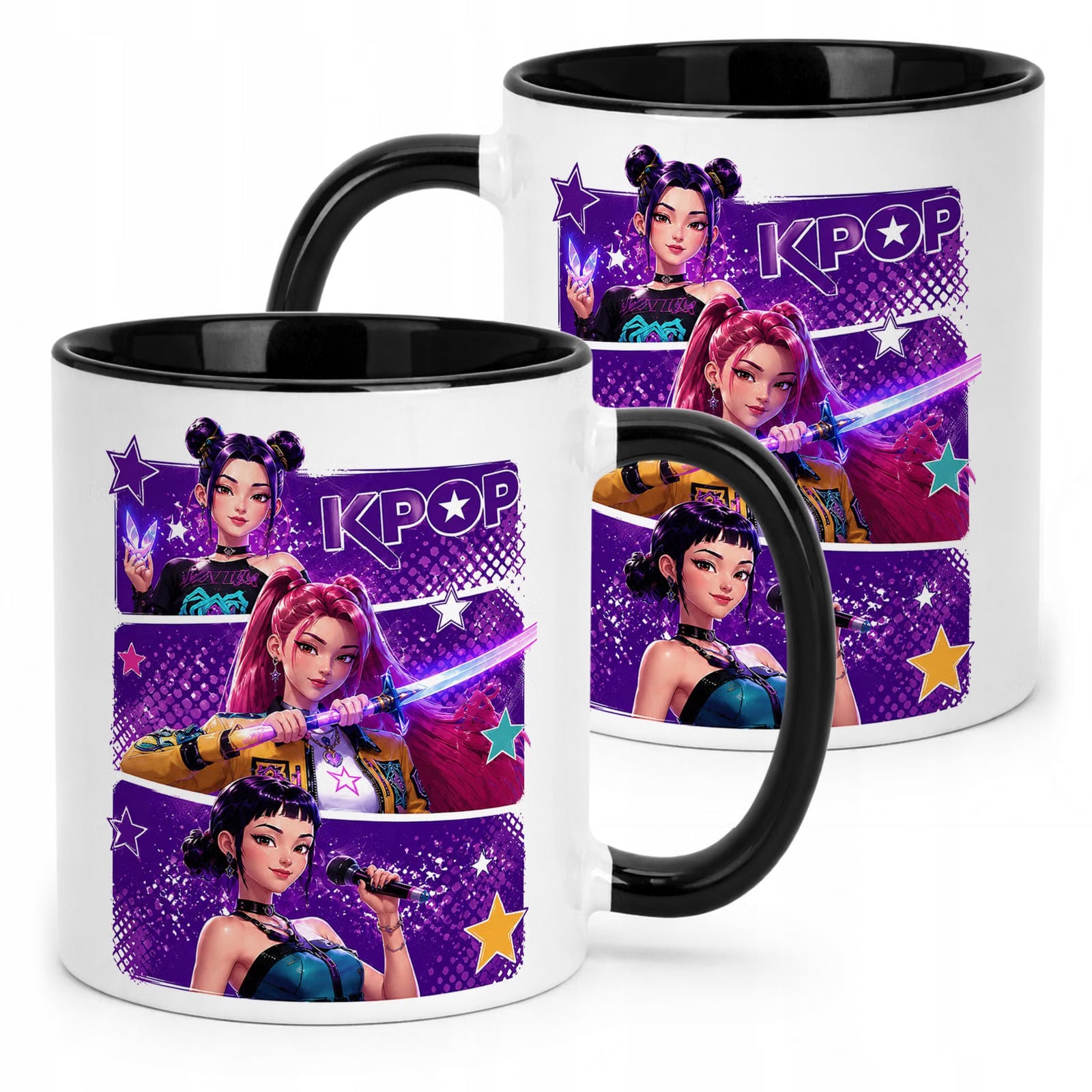 Kubek Czarny z nadrukiem ŁOWCZYNIE KPOP Dla Dzieci Prezent Upominek