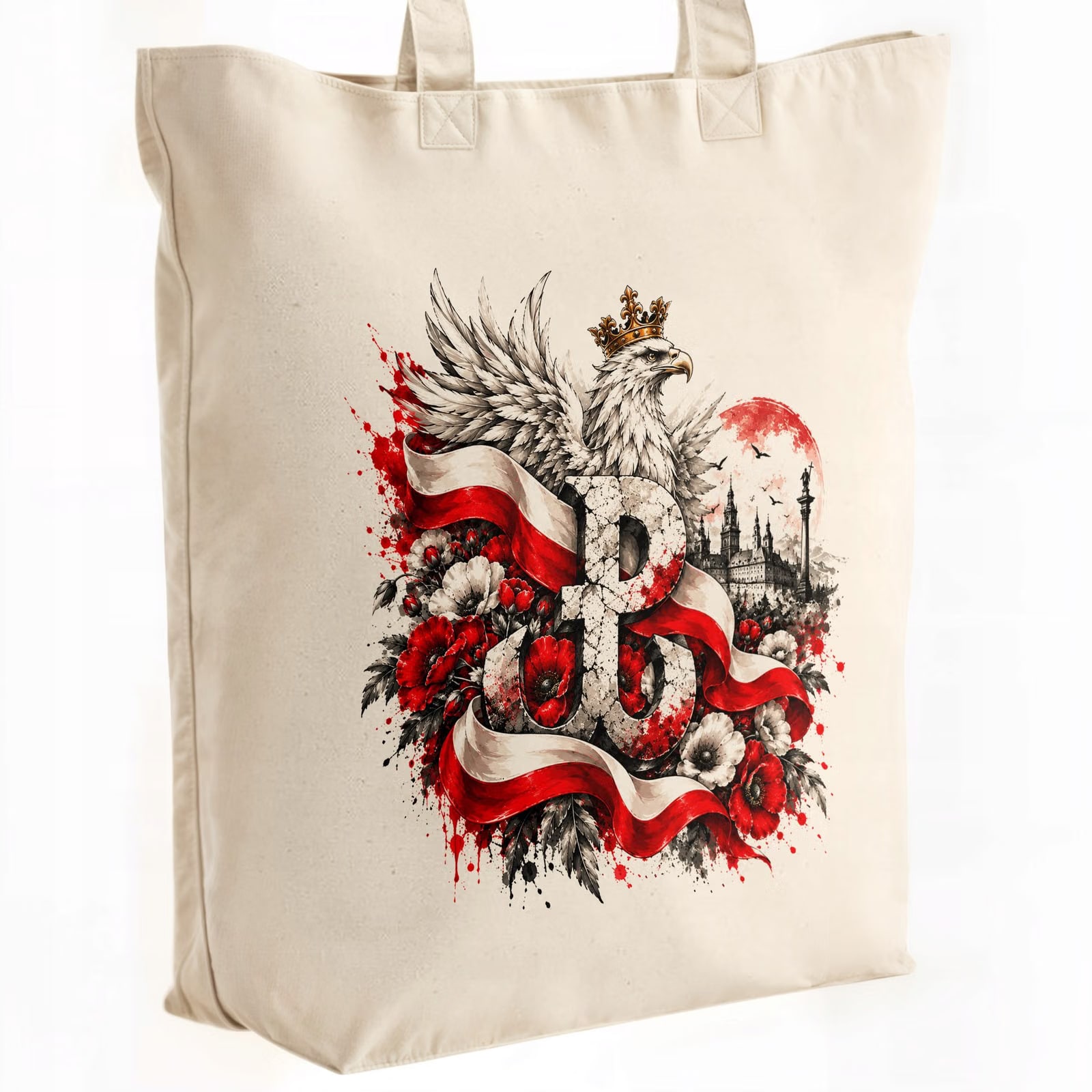 Torba shopper ecru premium patriotyczna święto niepodległości z nadrukiem