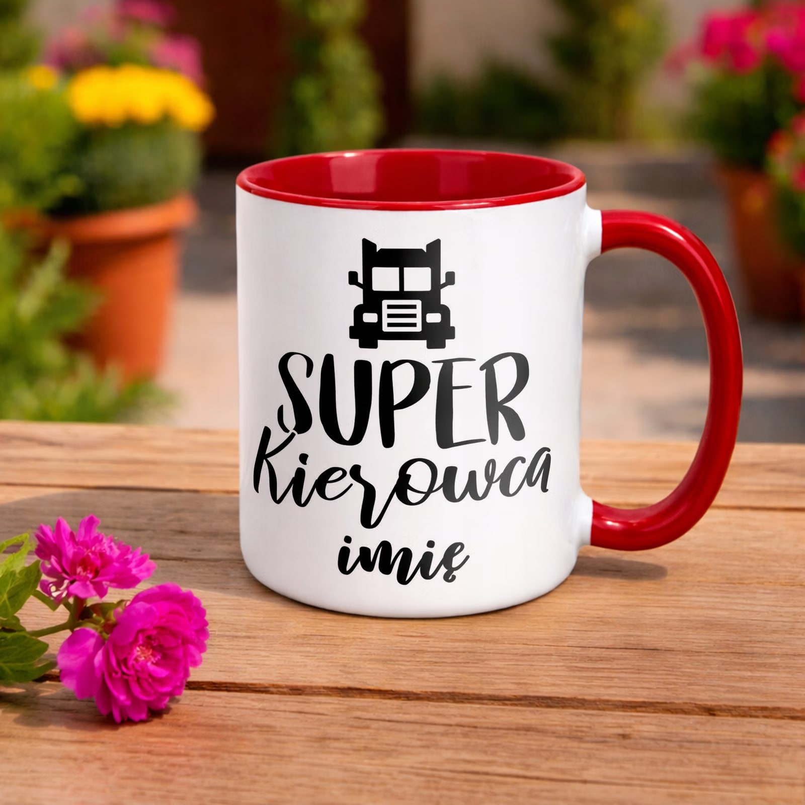 Kubek Czerwony Personalizowany Super Kierowca Prezent Upominek