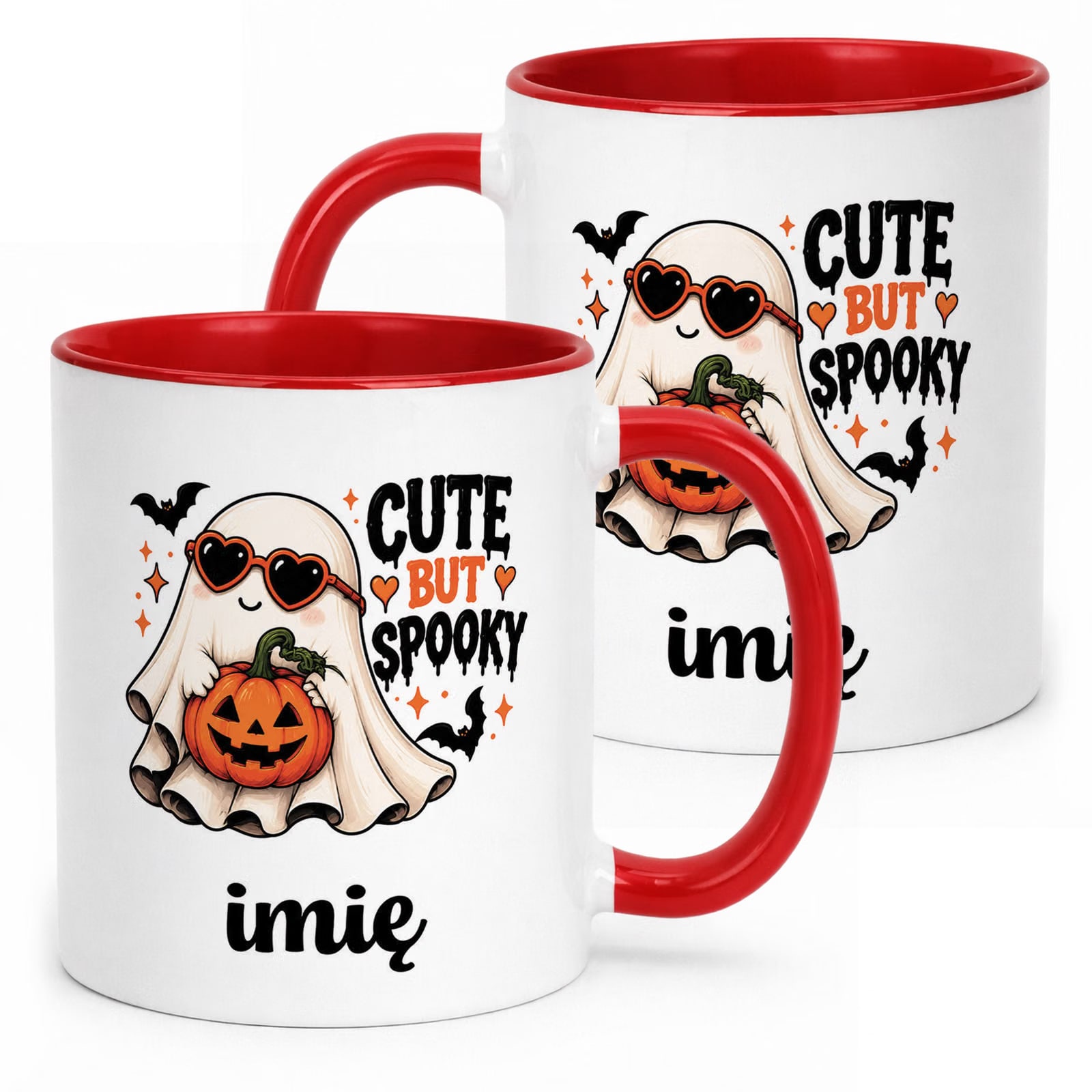 Kubek Czerwony Personalizowany z Nadrukiem Halloween Jesień Prezent