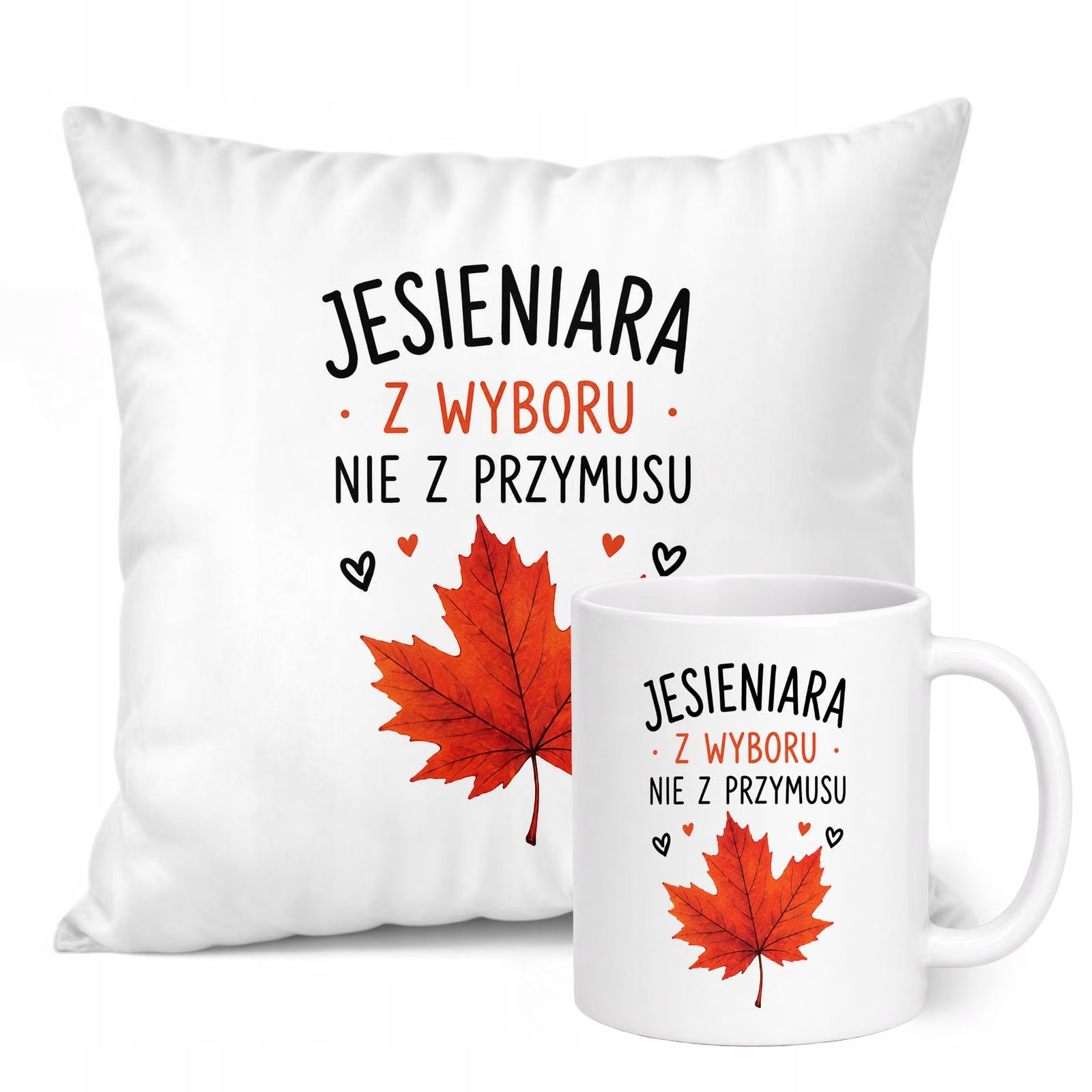 Zestaw Kubek Biały Poduszka Jesień Jesienny Z Nadrukiem Prezent Upominek
