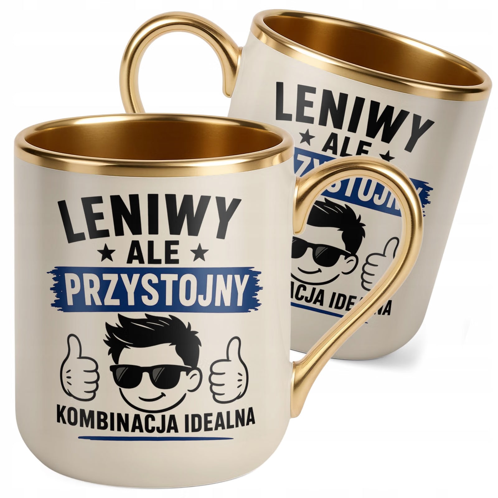 Kubek z nadrukiem Premium Złoty Ecru Dzień Chłopaka Mężczyzny Prezent