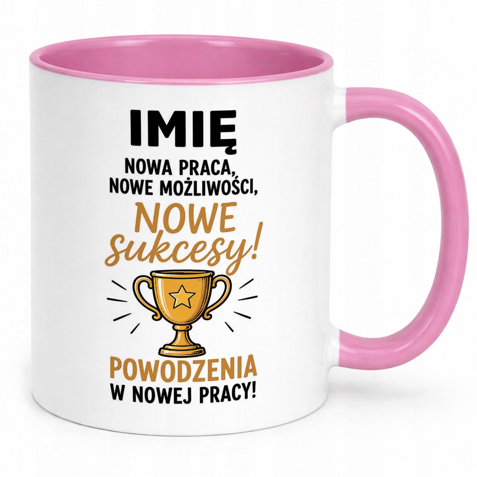 Kubek Różowy Personalizowany z Nadrukiem Pożegnanie Odejście z Pracy
