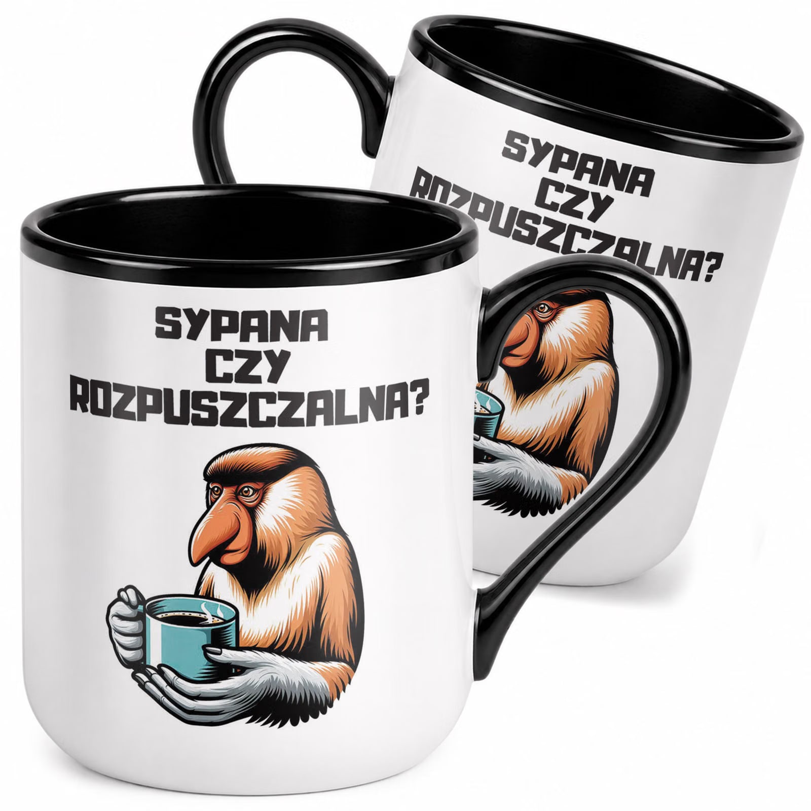 Kubek z nadrukiem Premium Czarny Janusz Sypana Czy Rozpuszczalna Prezent