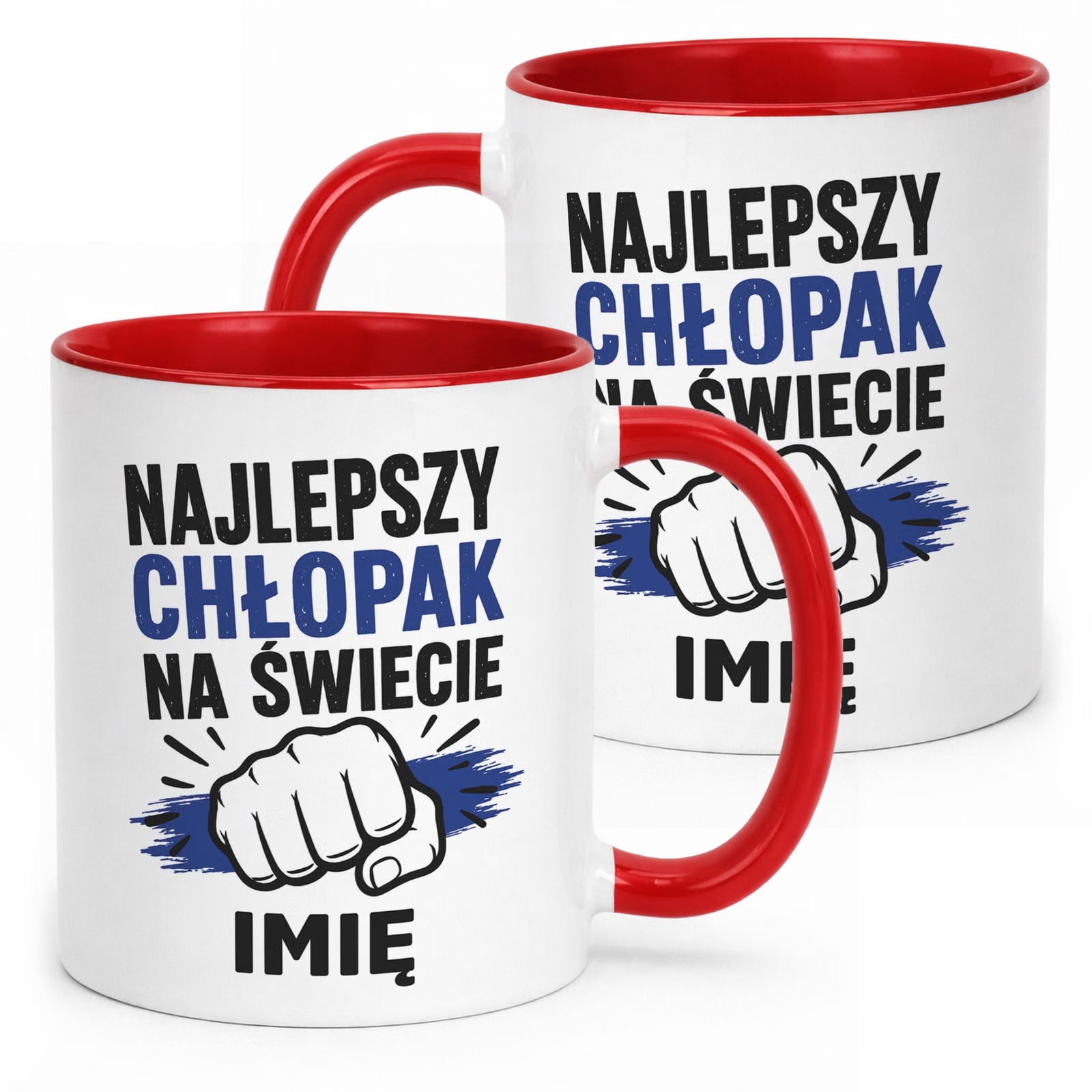 Czerwony Kubek personalizowany z nadrukiem Dzień Chłopaka Mężczyzny Prezent