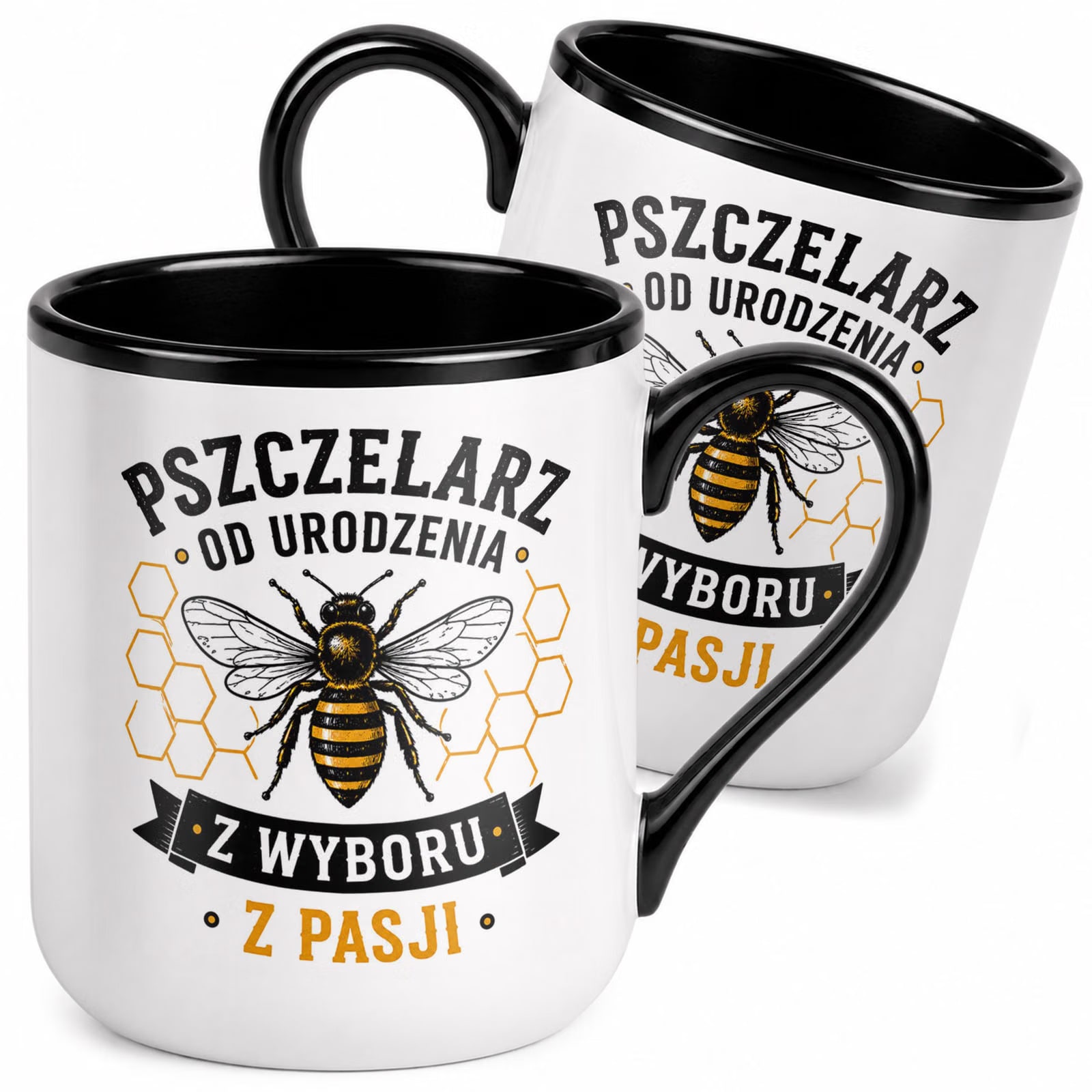 Kubek z nadrukiem Premium Czarny Dla Pszczelarza Szef Pasieki Prezent