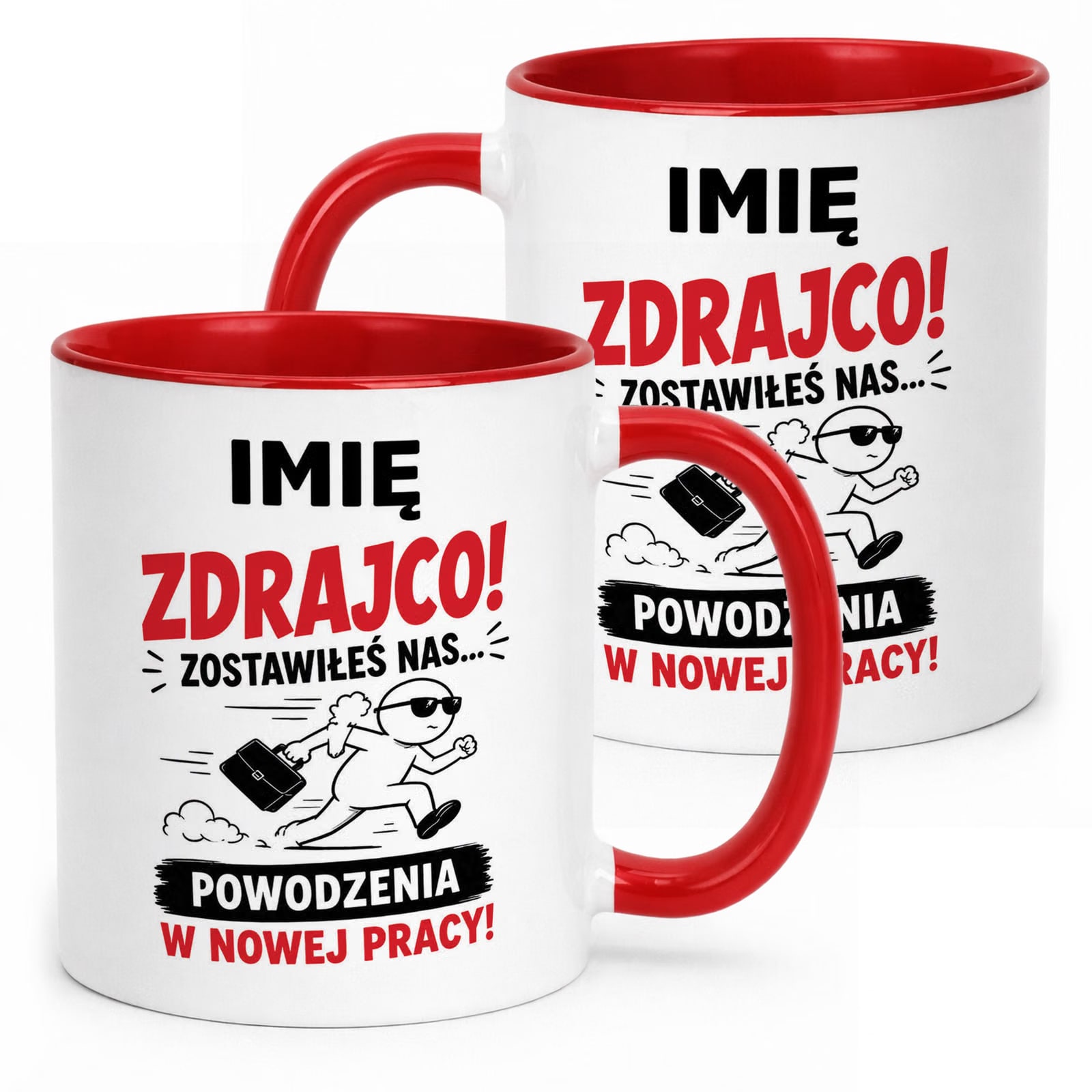 Kubek Czerwony Personalizowany z Nadrukiem Pożegnanie Odejście z Pracy