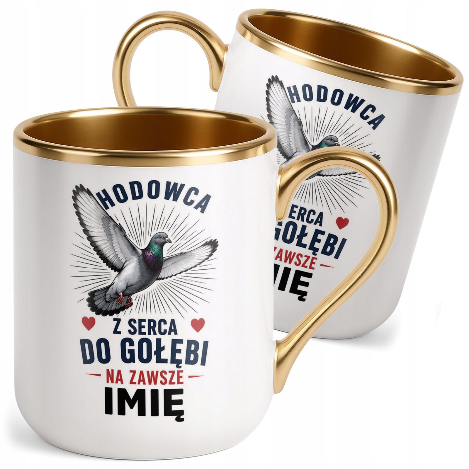 Kubek Personalizowany z nadrukiem Premium Złoty Dla Gołębiarza Prezent