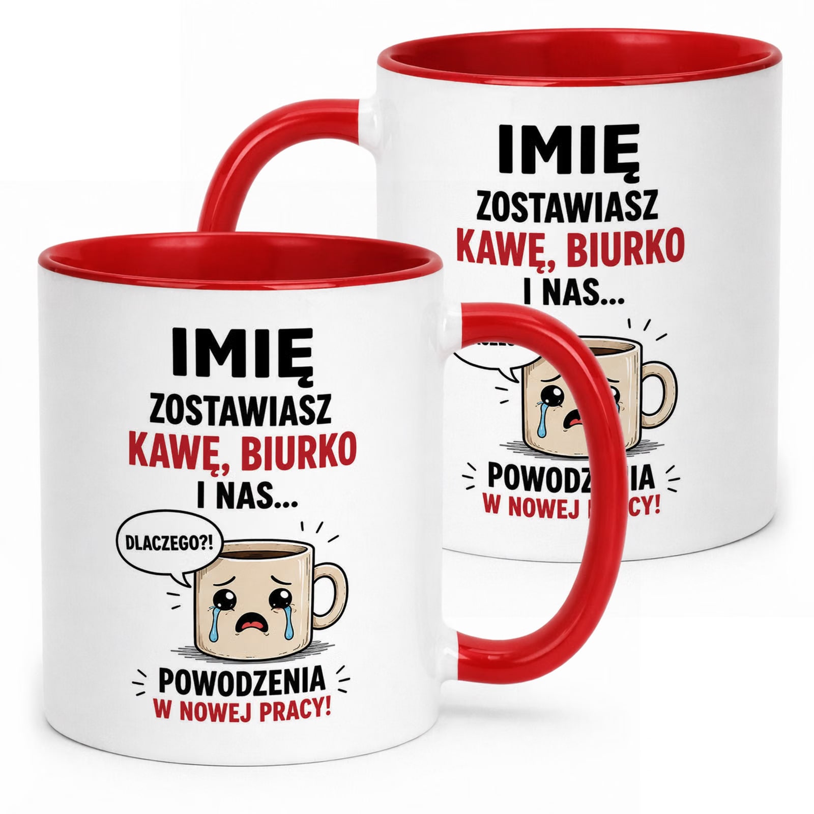 Kubek Czerwony Personalizowany z Nadrukiem Pożegnanie Odejście z Pracy