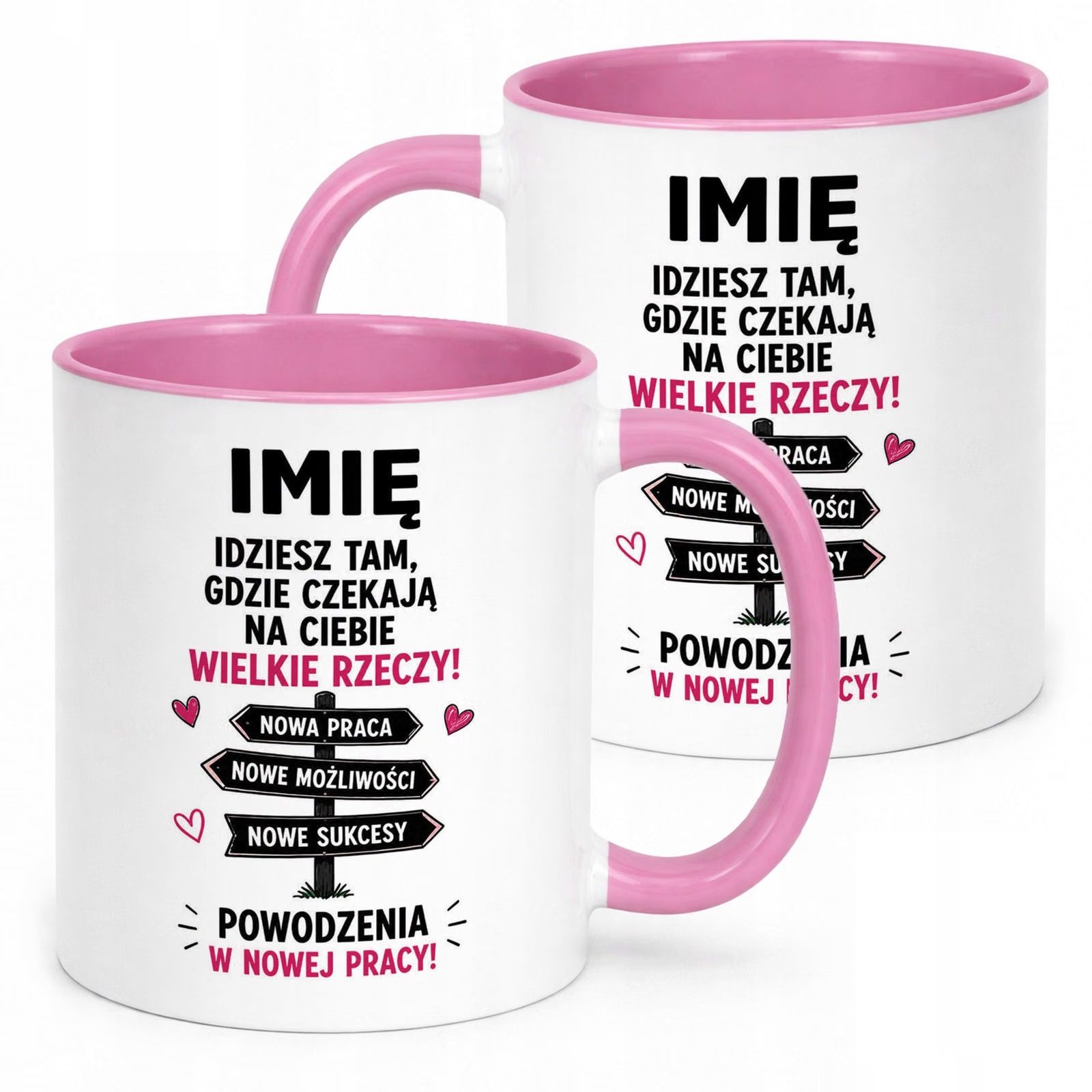 Kubek Różowy Personalizowany z Nadrukiem Pożegnanie Odejście z Pracy