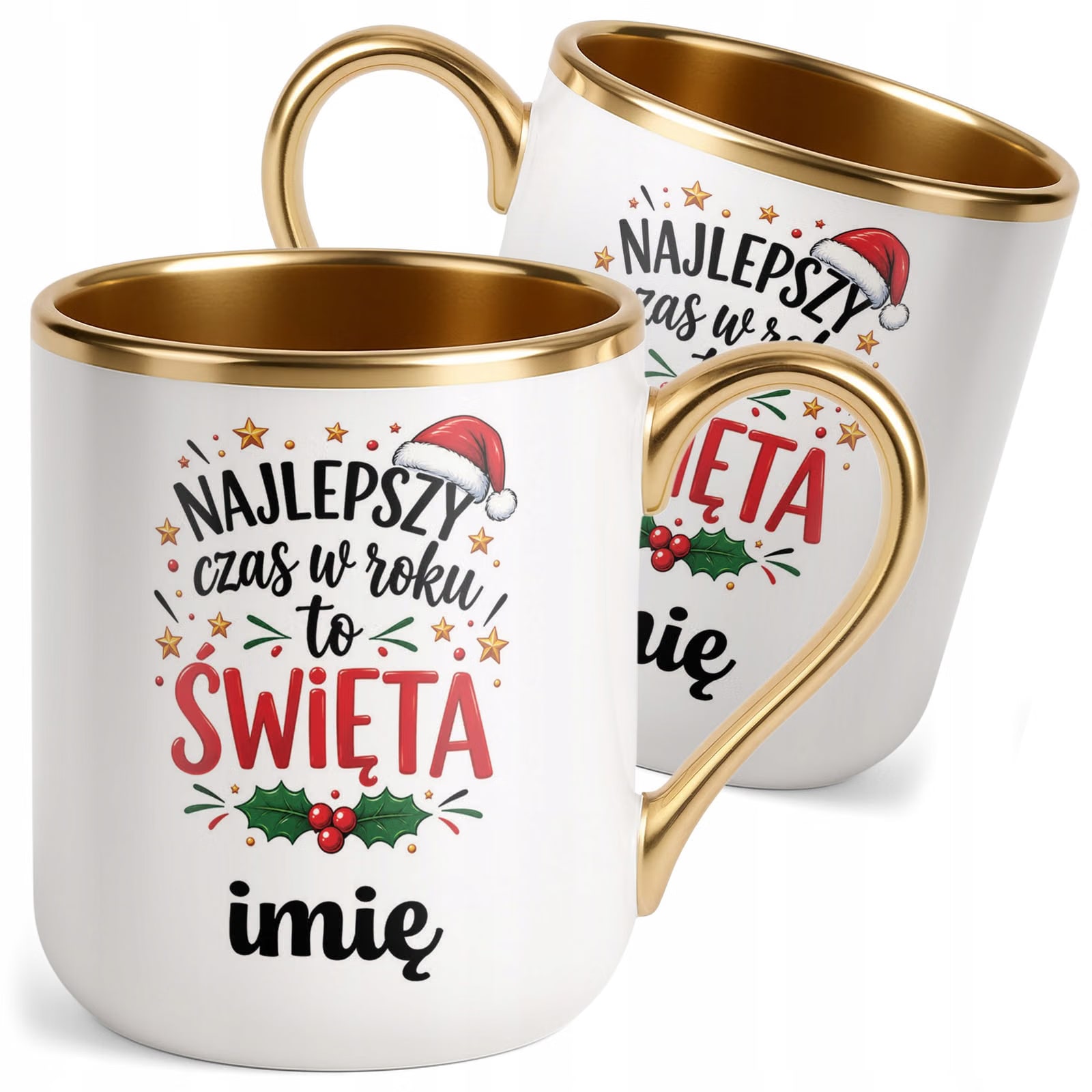 Kubek Personalizowany Premium Złoty Boże Narodzenie Święta Prezent