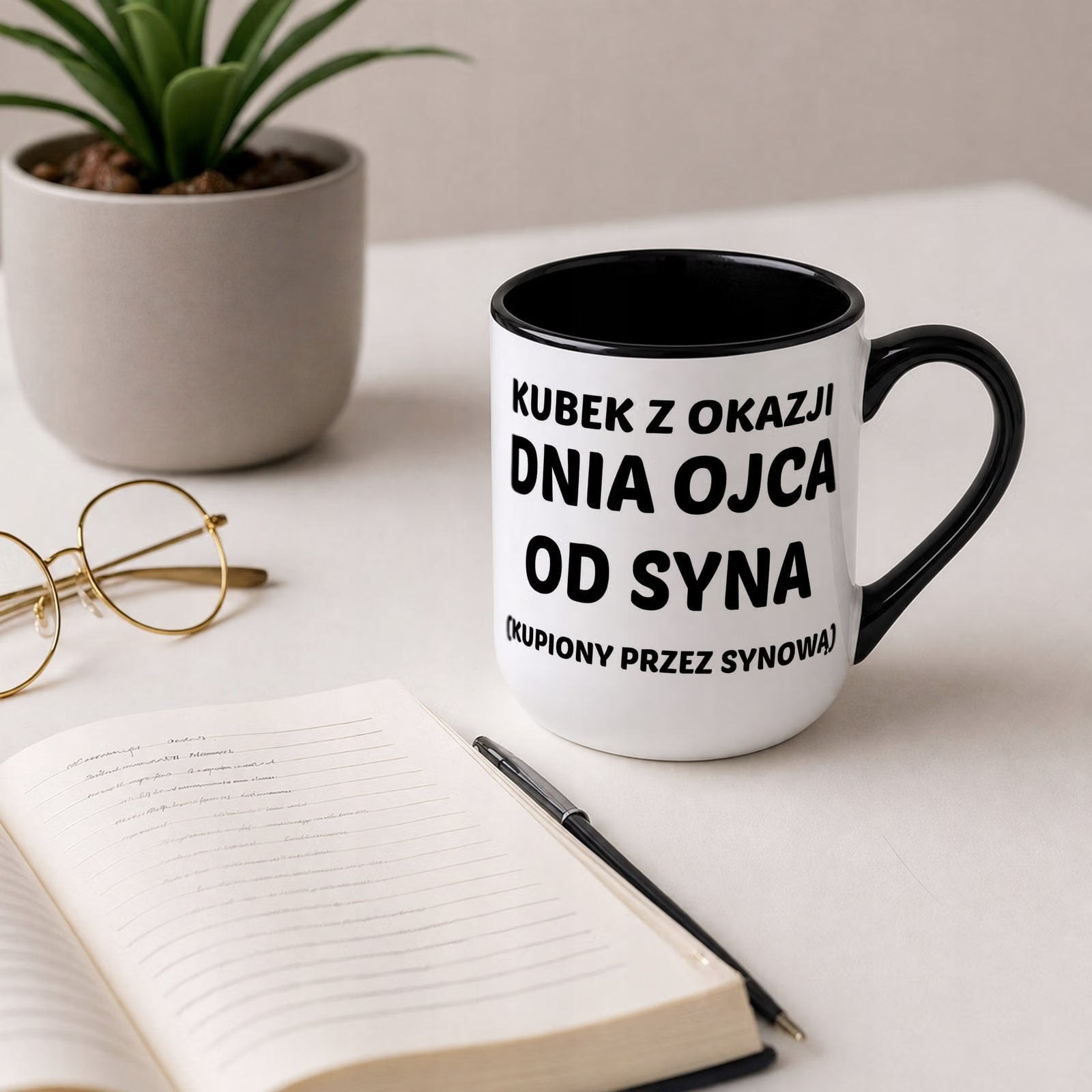 Kubek z nadrukiem Premium Czarny Dla Taty Dzień Ojca Upominek Prezent