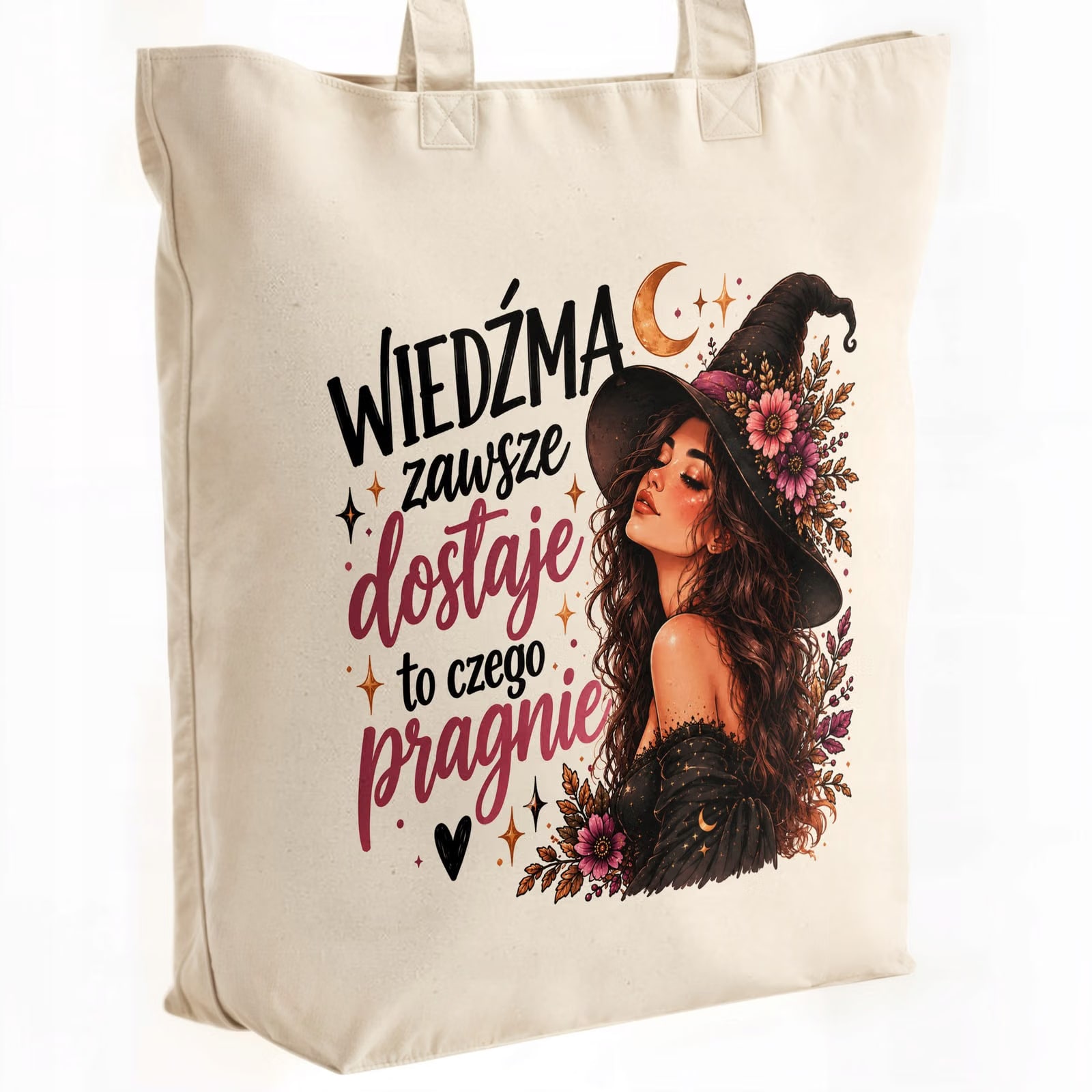 Torba shopper bawełniana premium wiedźma kobieta na zakupy