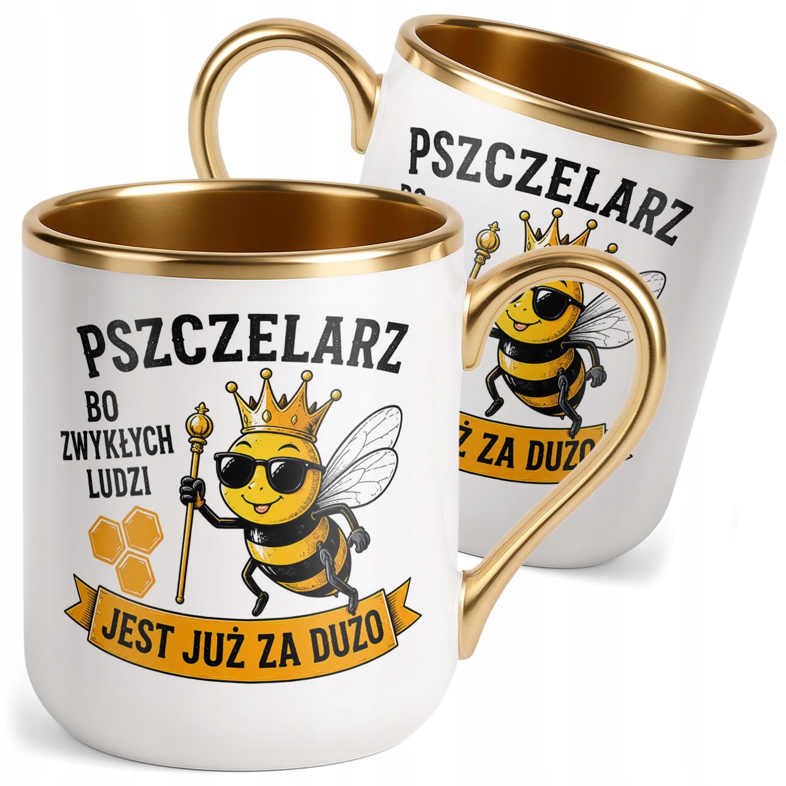 Kubek z nadrukiem Premium Złoty Dla Pszczelarza Szef Pasieki Prezent