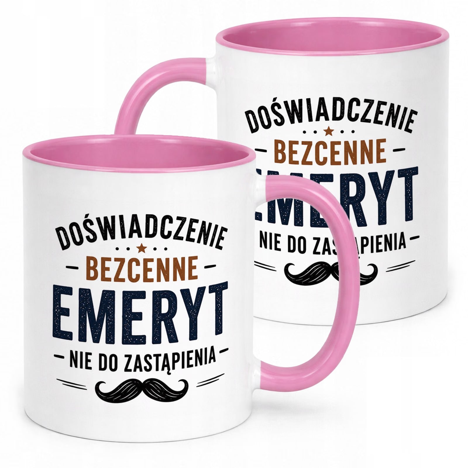 Kubek Różowy z nadrukiem Emerytura Dla Emeryta Upominek Prezent