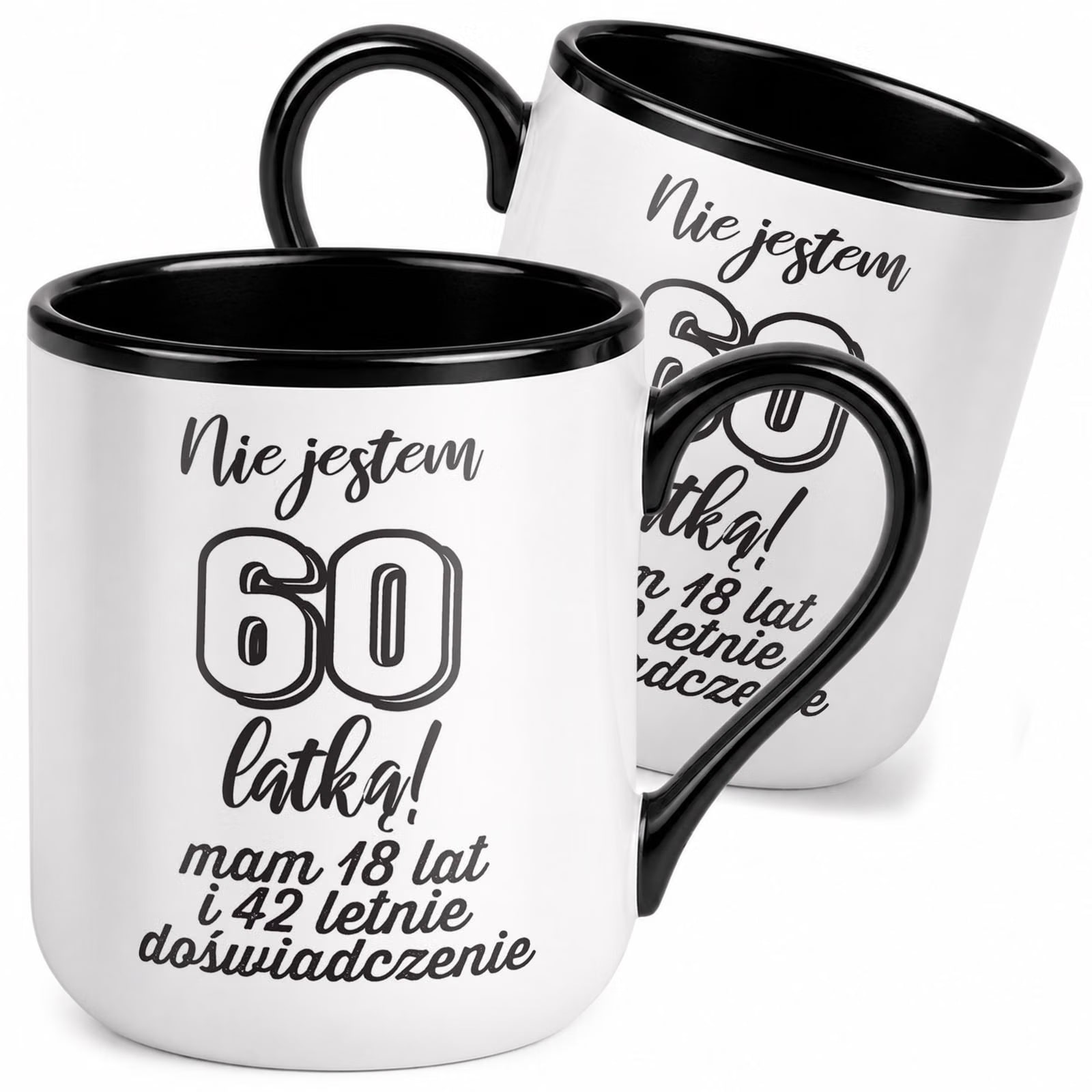Kubek z nadrukiem Premium Czarny Na 60 Urodziny Upominek Prezent