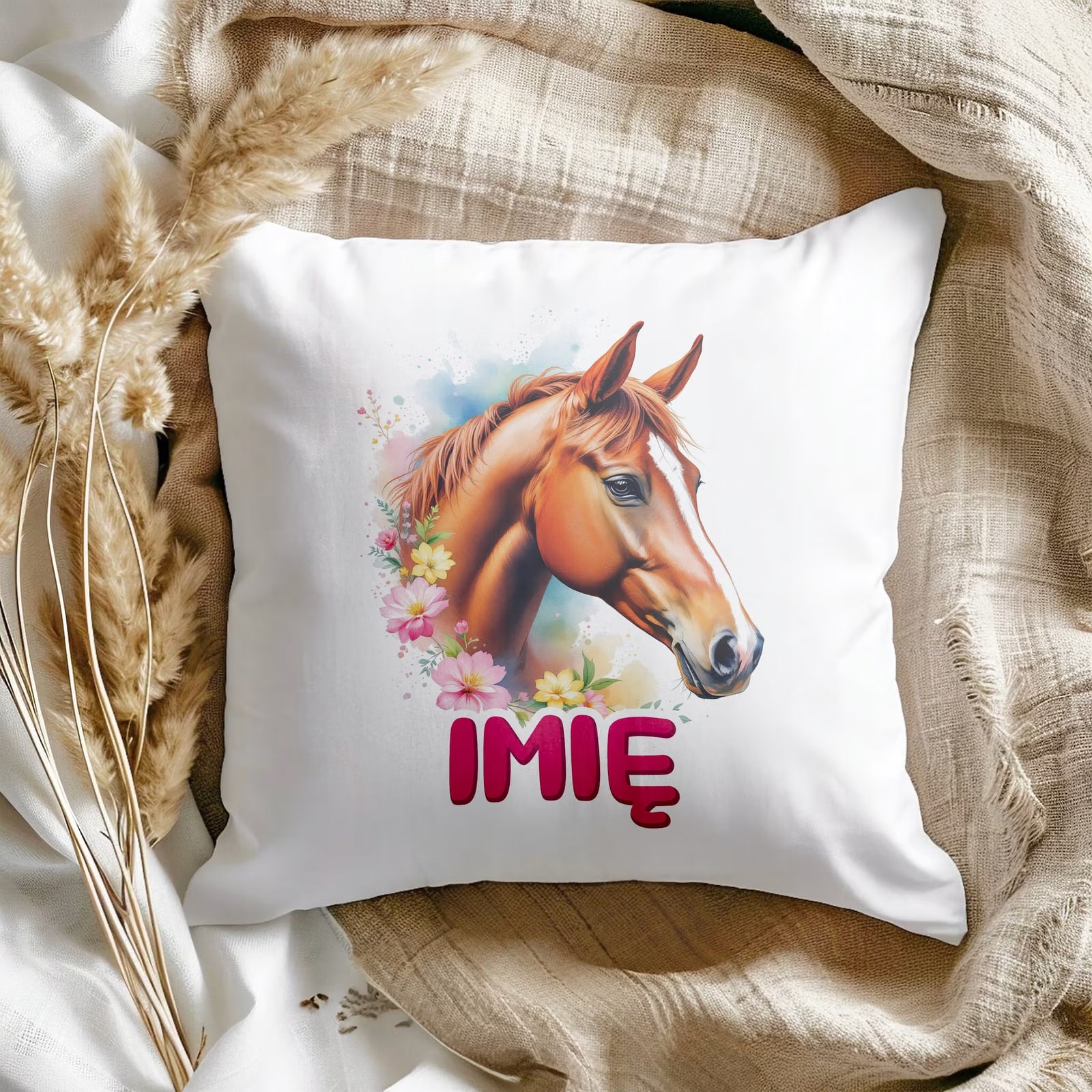 Poduszka 38x38cm Personalizowana Z Koniem Koń Słodki Dla Dzieci