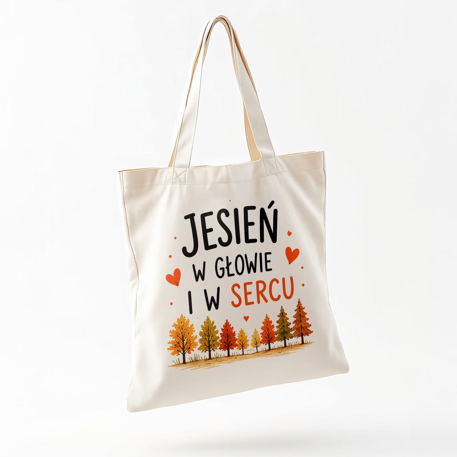 Zestaw Kubek Różowy Torba Shopper Ecru Z Nadrukiem Jesień Jesienny