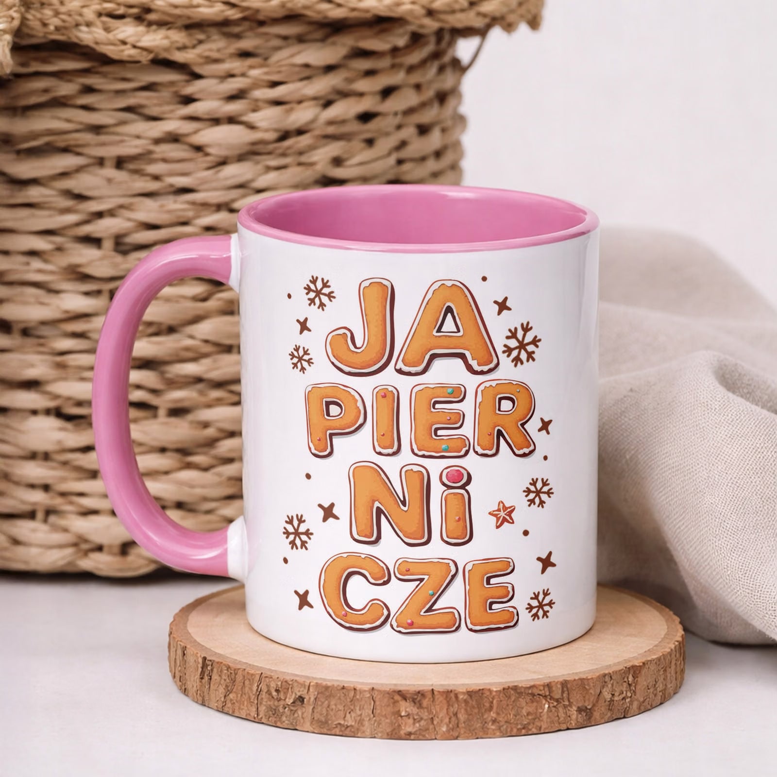 Kubek Różowy Boże Narodzenie Mikołajki Święta Japiernicze Prezent