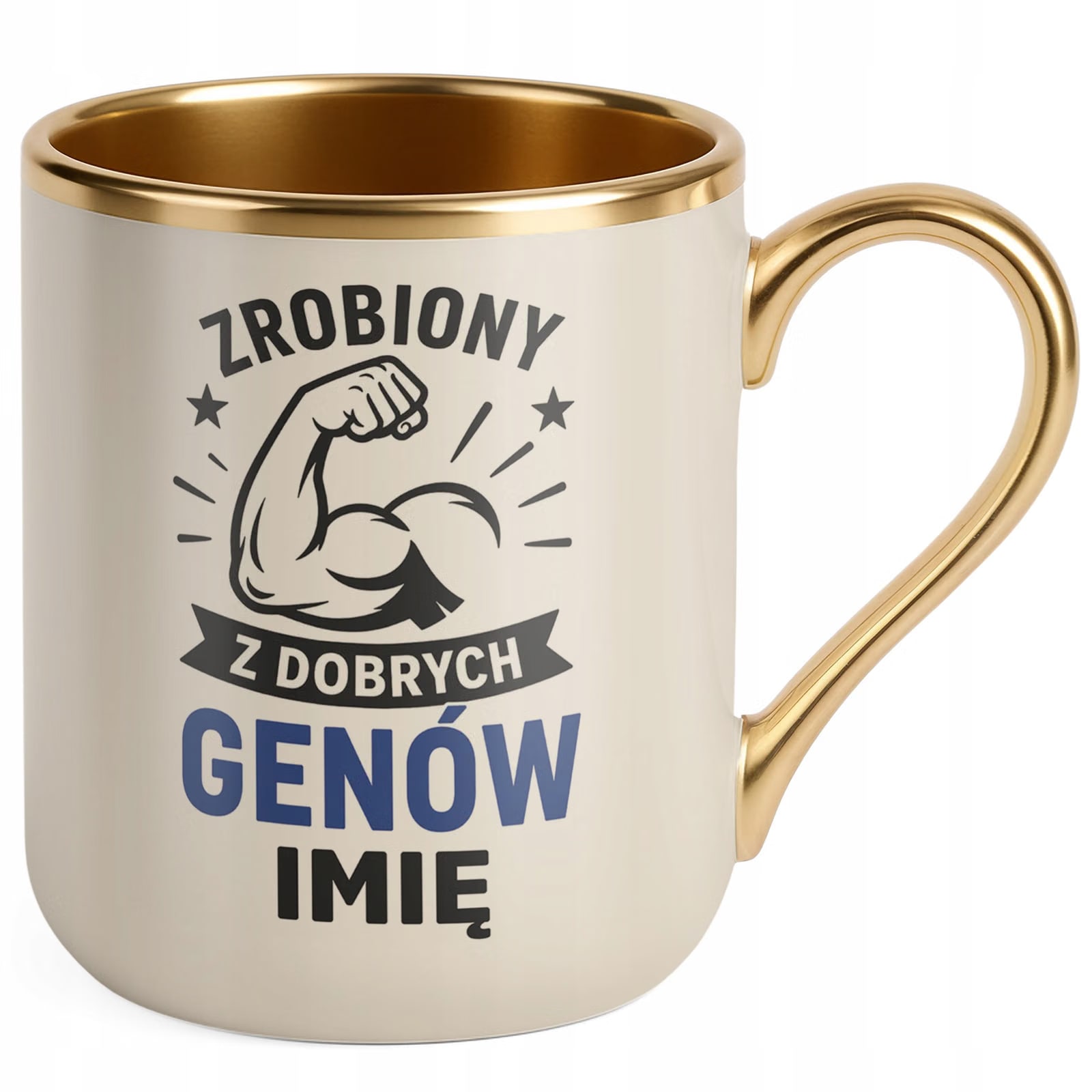 Kubek personalizowany z nadrukiem Premium Złoty Ecru Dzień Chłopaka