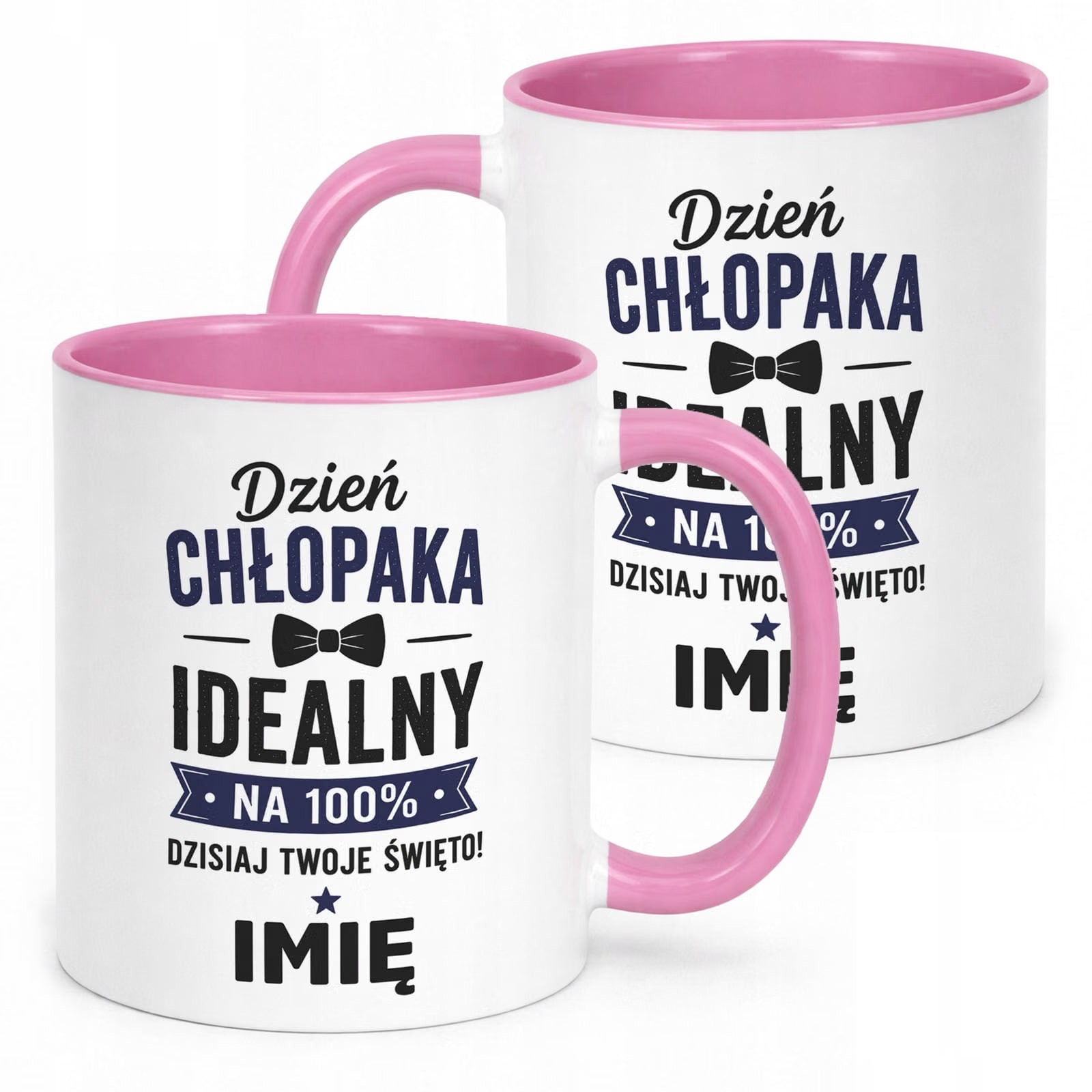 Różowy Kubek personalizowany z nadrukiem Dzień Chłopaka Mężczyzny Prezent