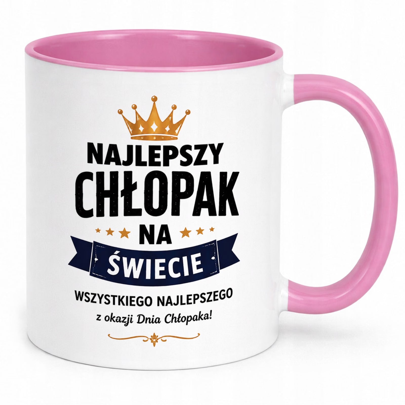 Różowy Kubek z nadrukiem Dzień Chłopaka Mężczyzny Upominek Prezent