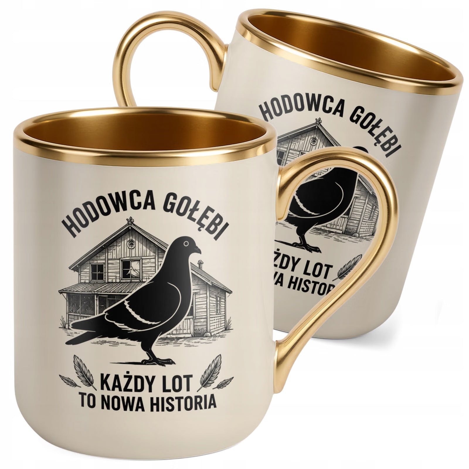 Kubek z nadrukiem Premium Złoty Ecru Dla Gołębiarza Hodowcy Gołębi Prezent
